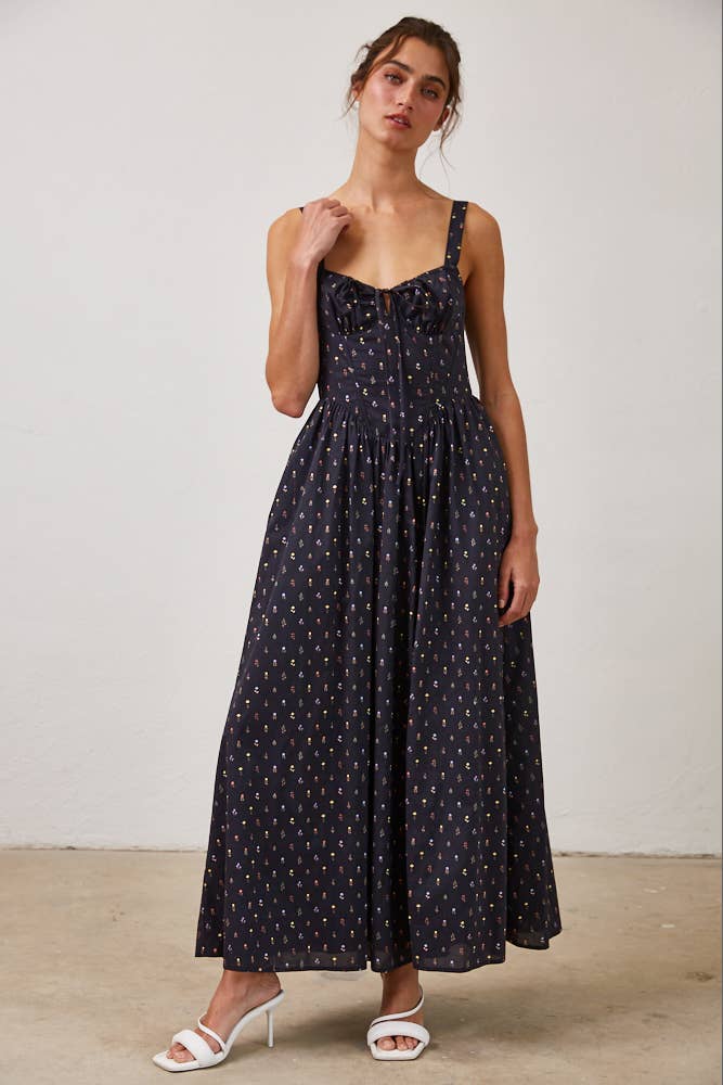 Wild Floral Poplin Maxi Dress
