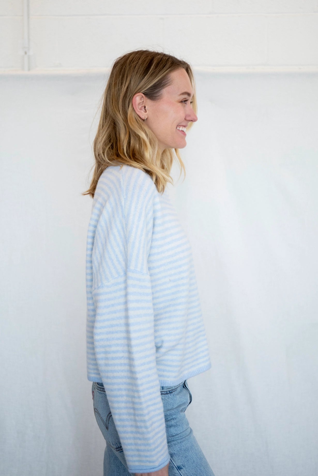Simply the Best Cardi | Cloud (Mini Stripes)