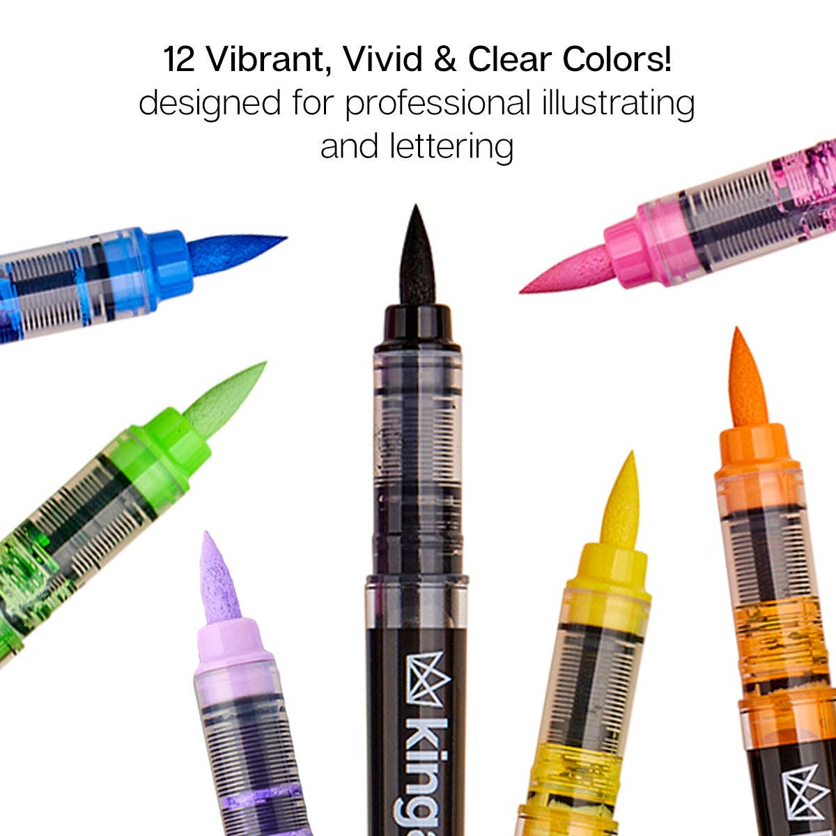 PRO Acrylic Paint Brush Pens - 12 Classic Colors | KINGART