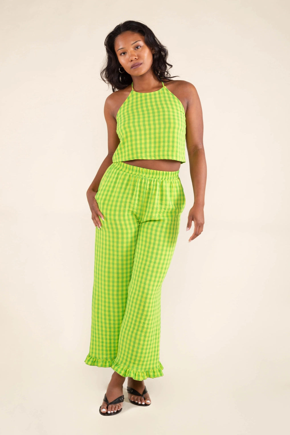 Lime Gingham Halter