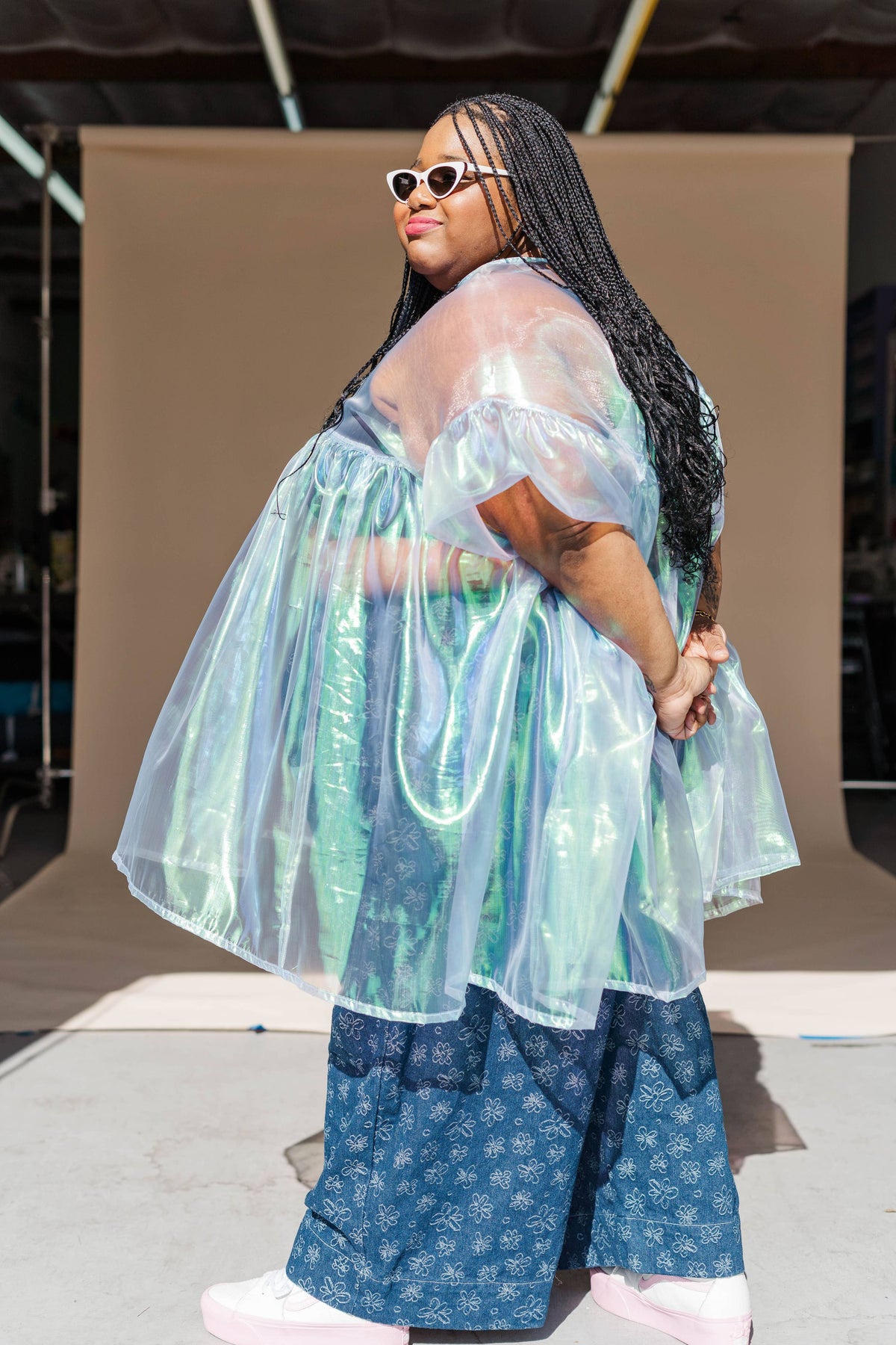 Sheer Blue Metallic Mini Dress | NETTLE STUDIOS