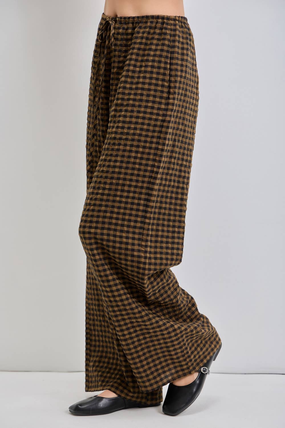 Espresso Gingham Drawstring Pants