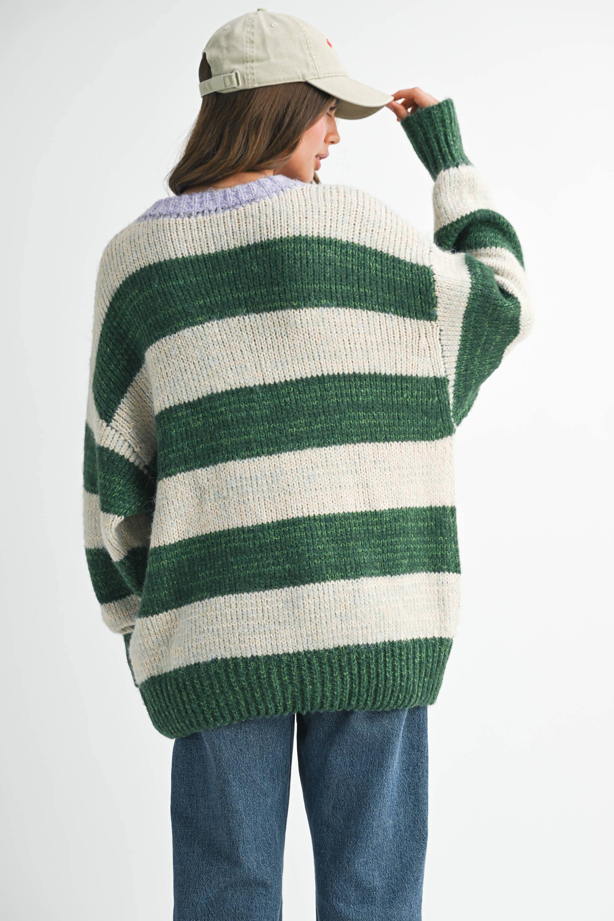 Oversized Olive Striped Sweater