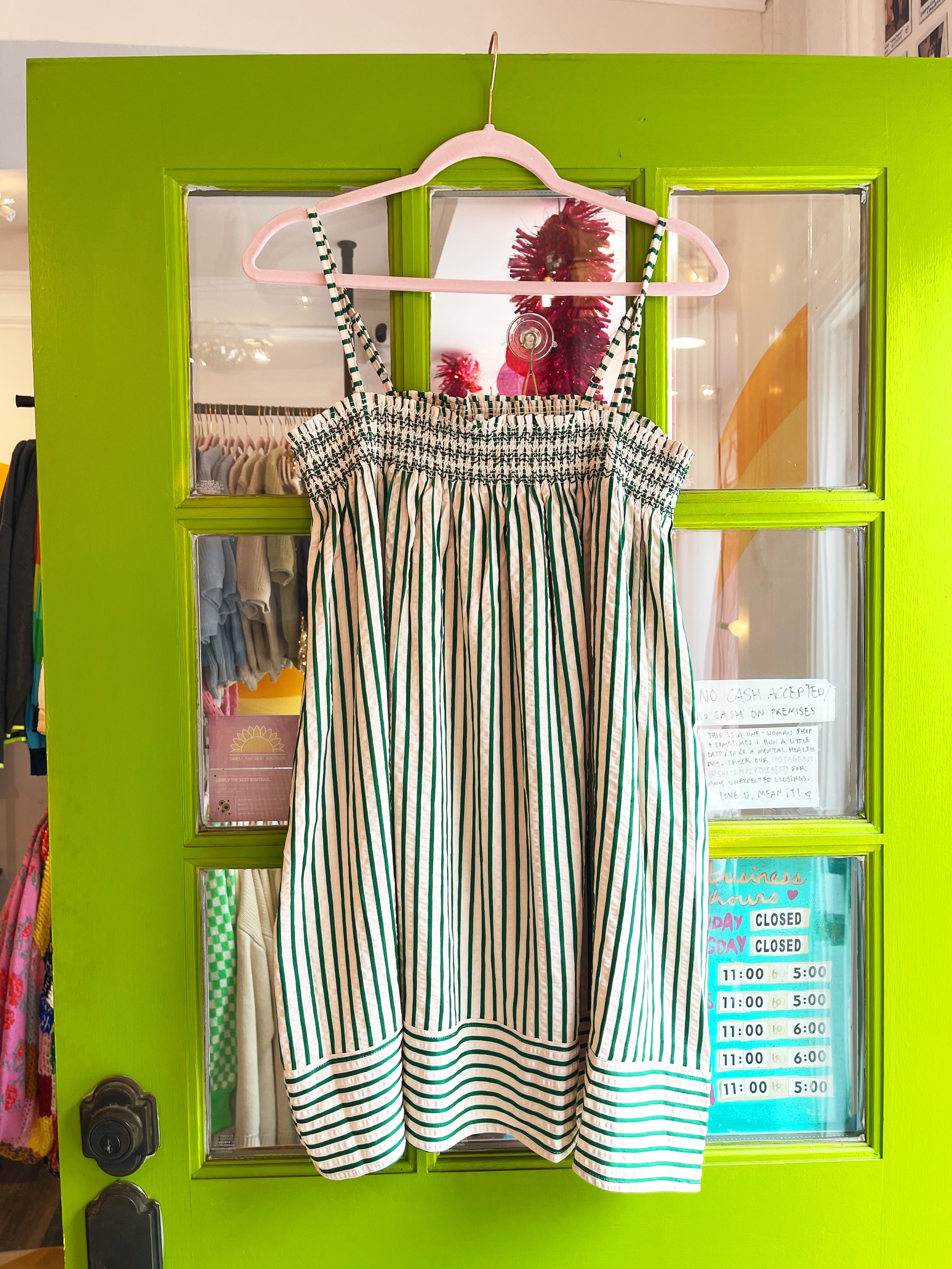 Emerald Stripe Babydoll Dress