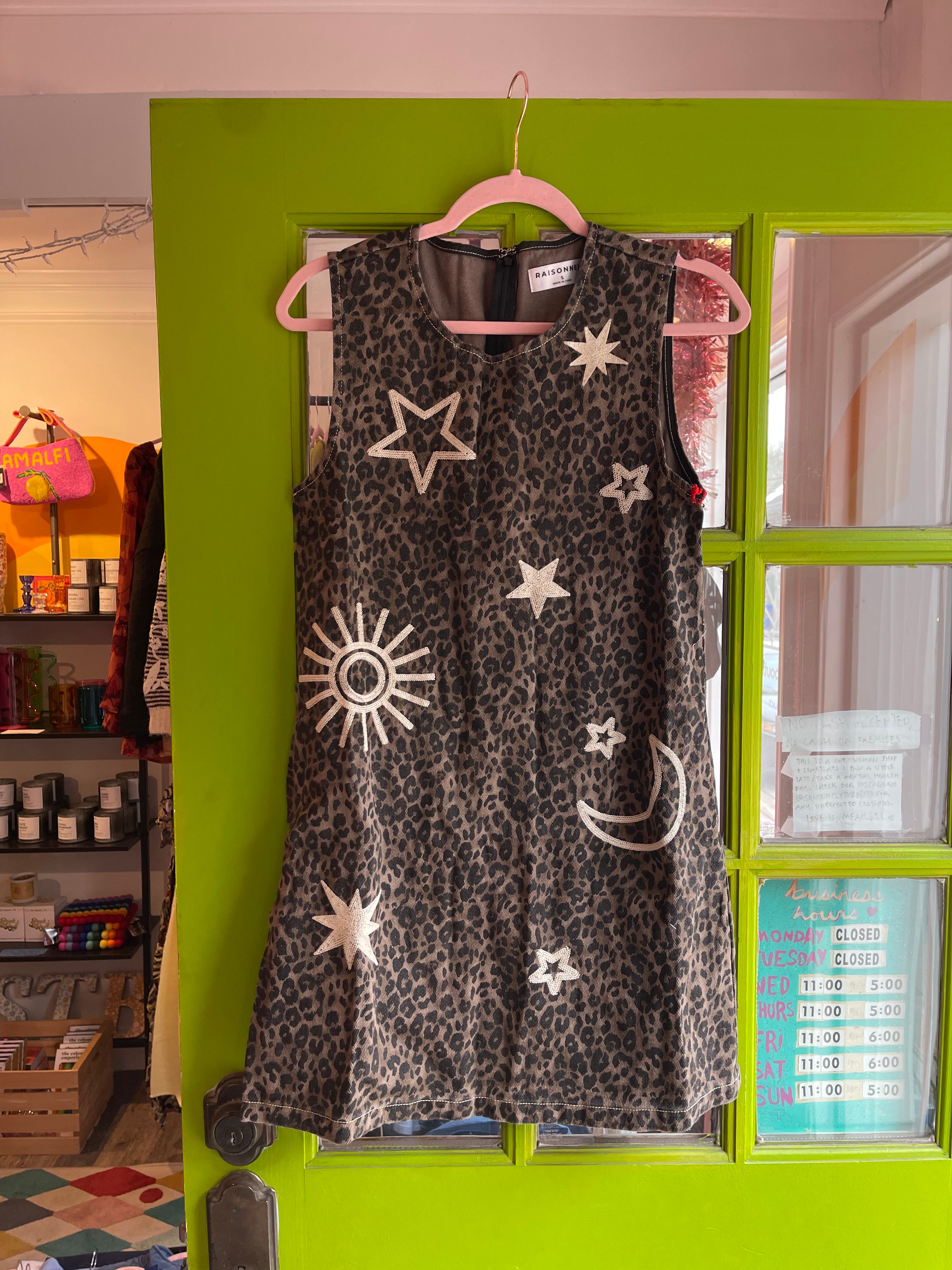 Leopard Print Embroidered Shift Dress