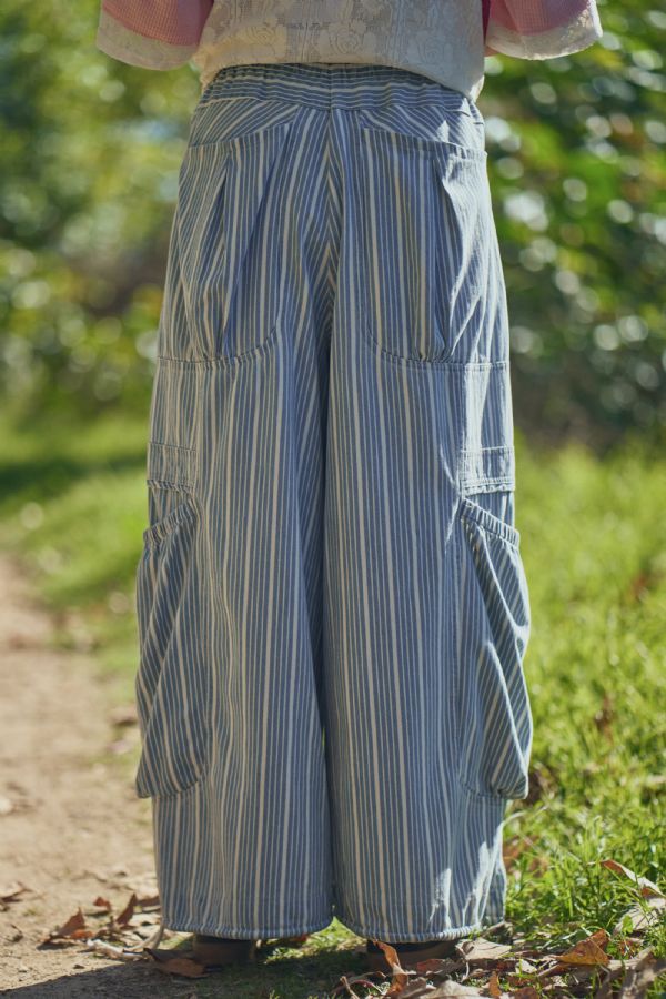 Striped Denim Parachute Pants