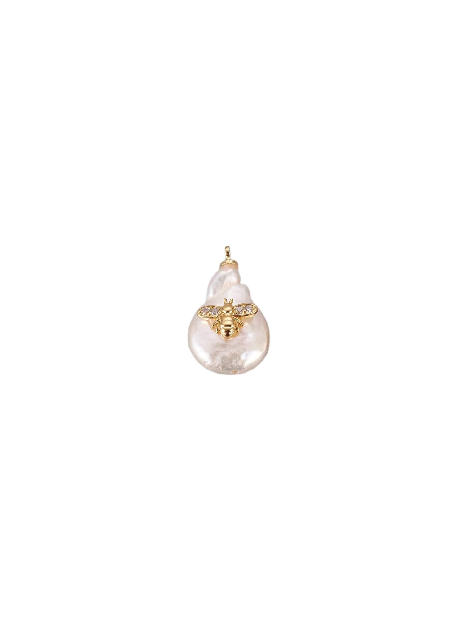 * Gold Freshwater Pearl Bee Charm