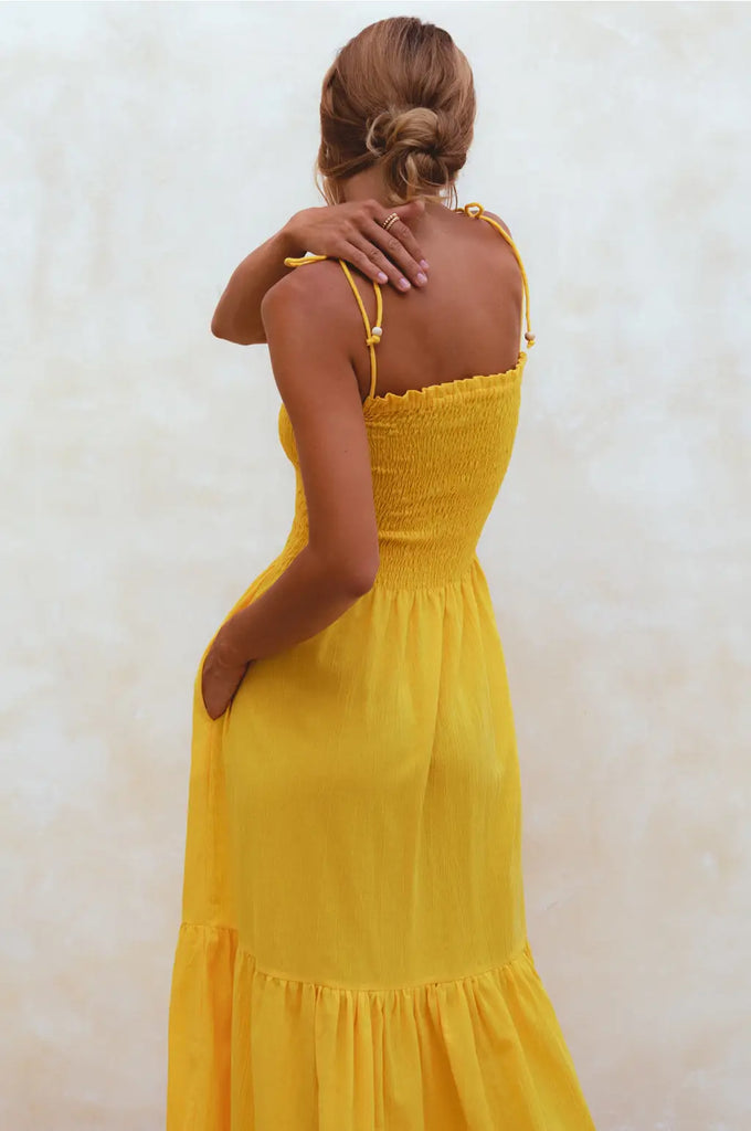 Smocked Linen Marigold Sundress