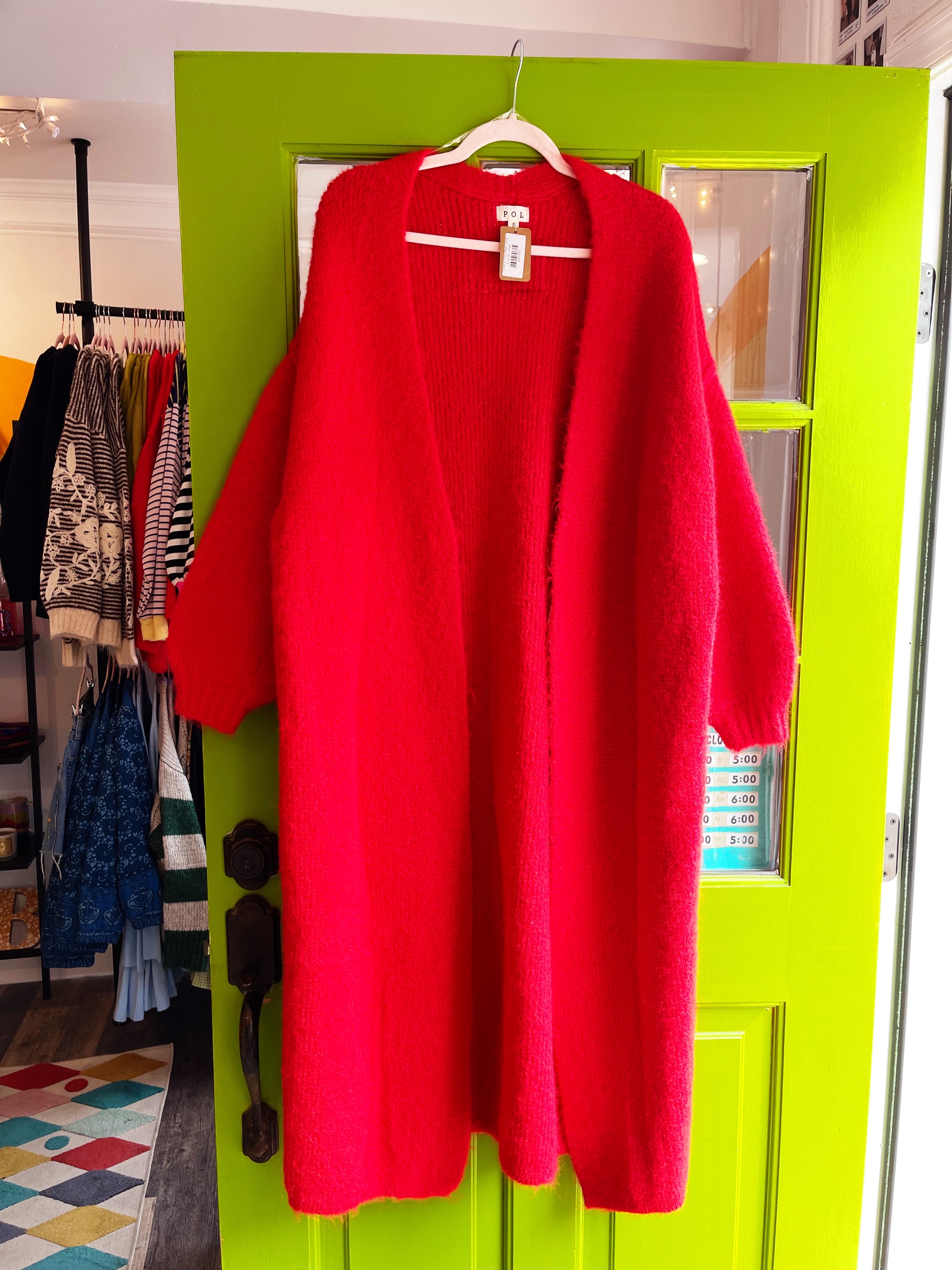 Cherry Red Maxi Cardi