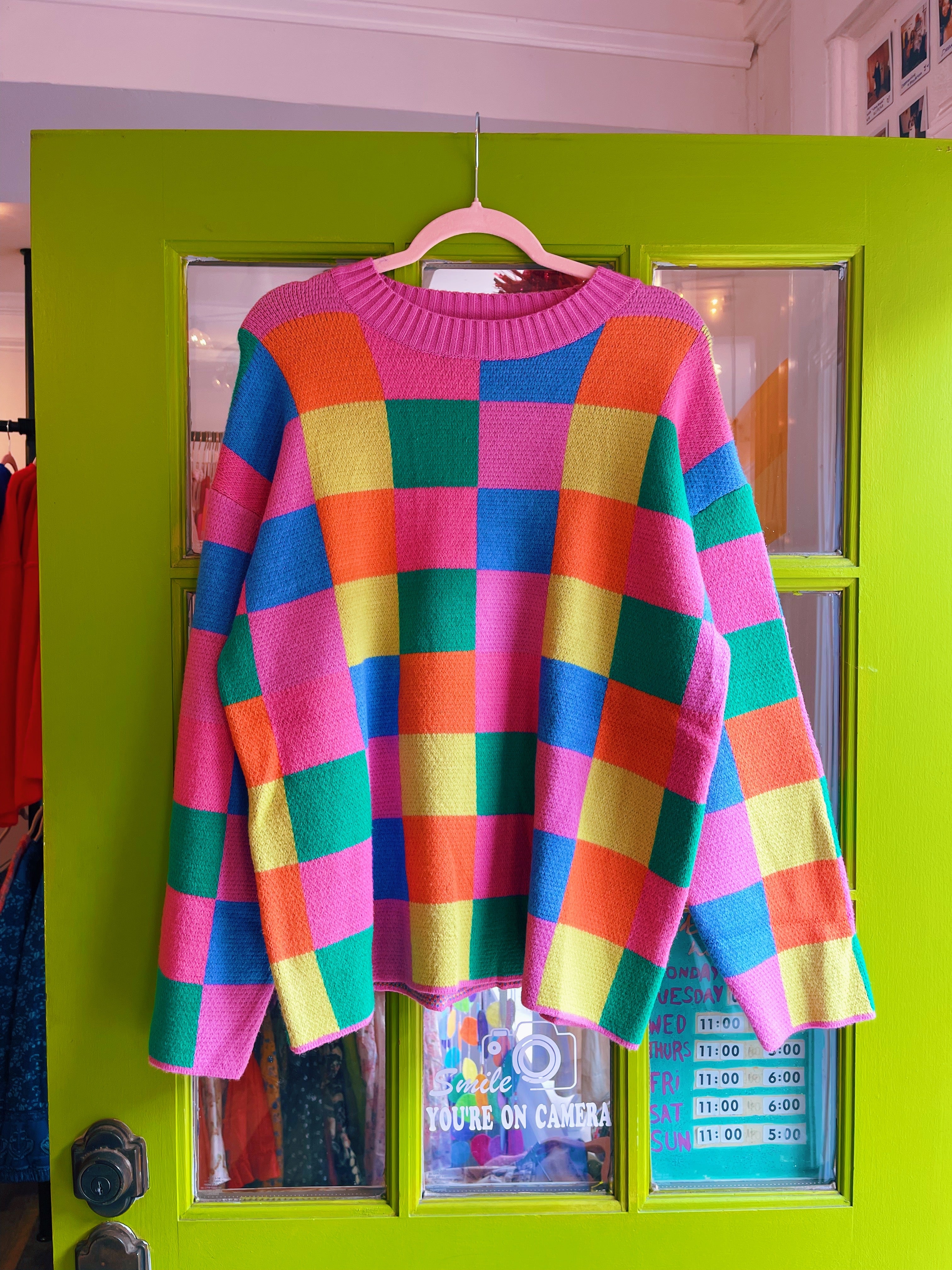Rainbow Checkerboard Sweater