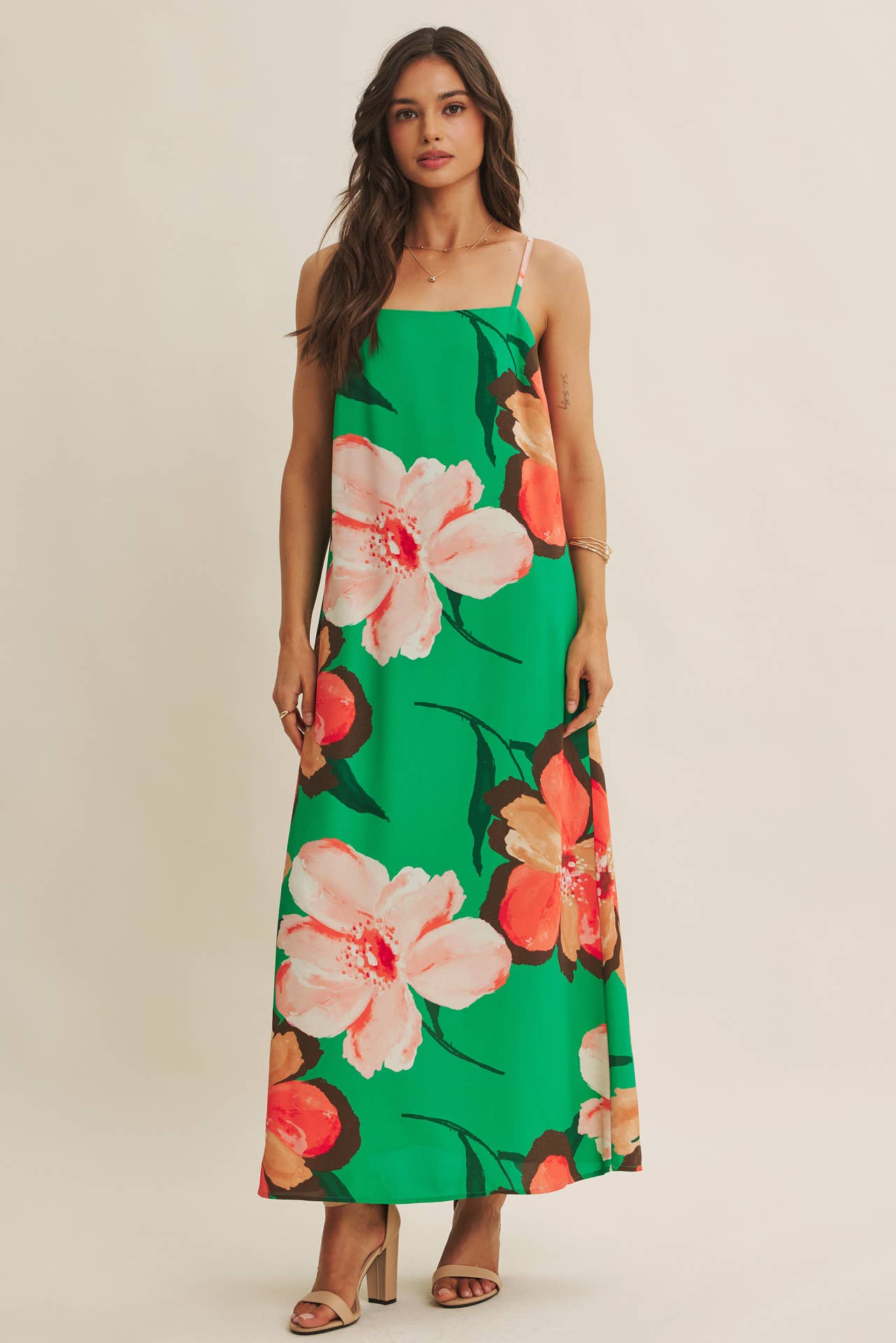 Vivid Green Floral Maxi Dress - Small Vivid Green Floral Maxi Dress - Small