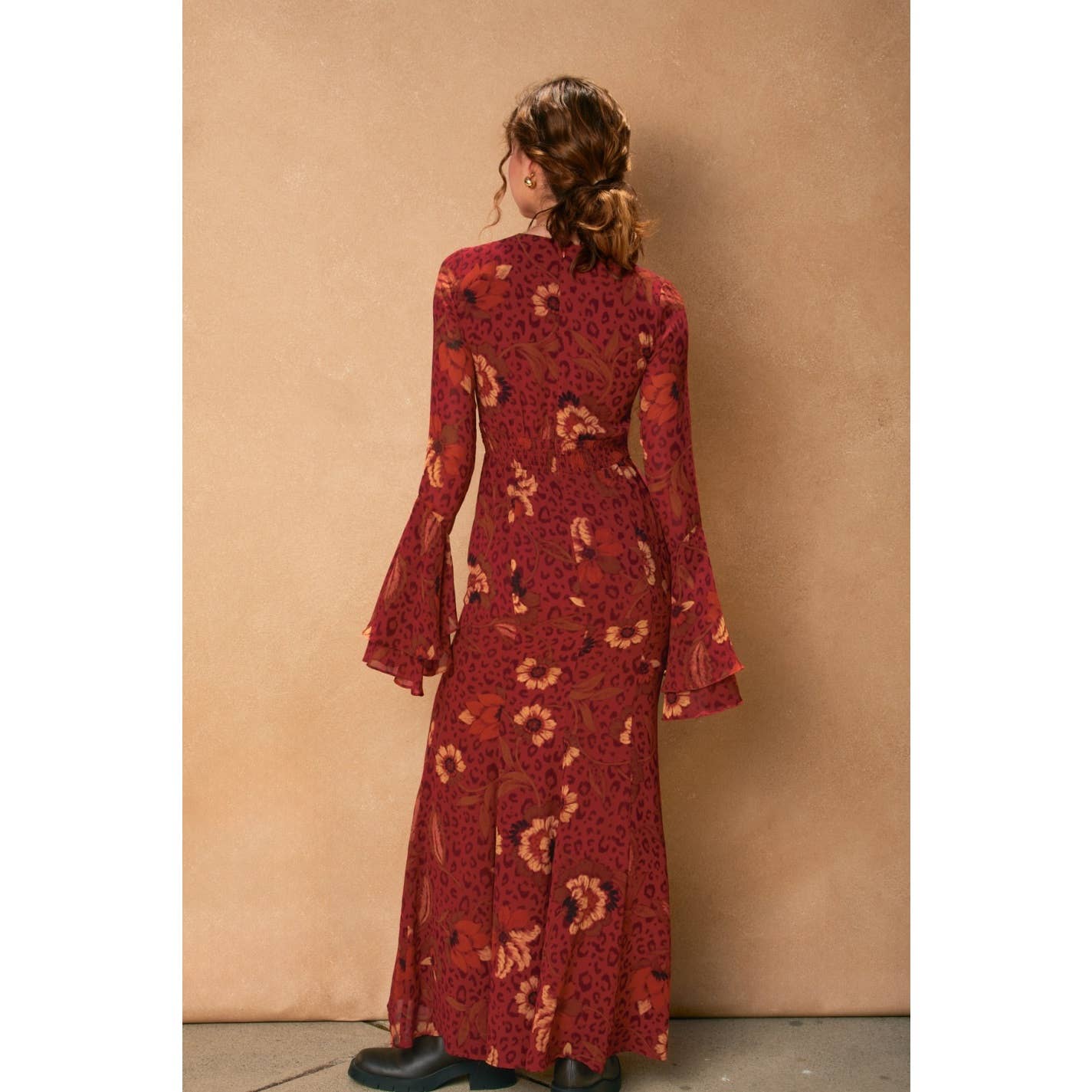 Harvest Ruffled Bell Sleeve Maxi Dress