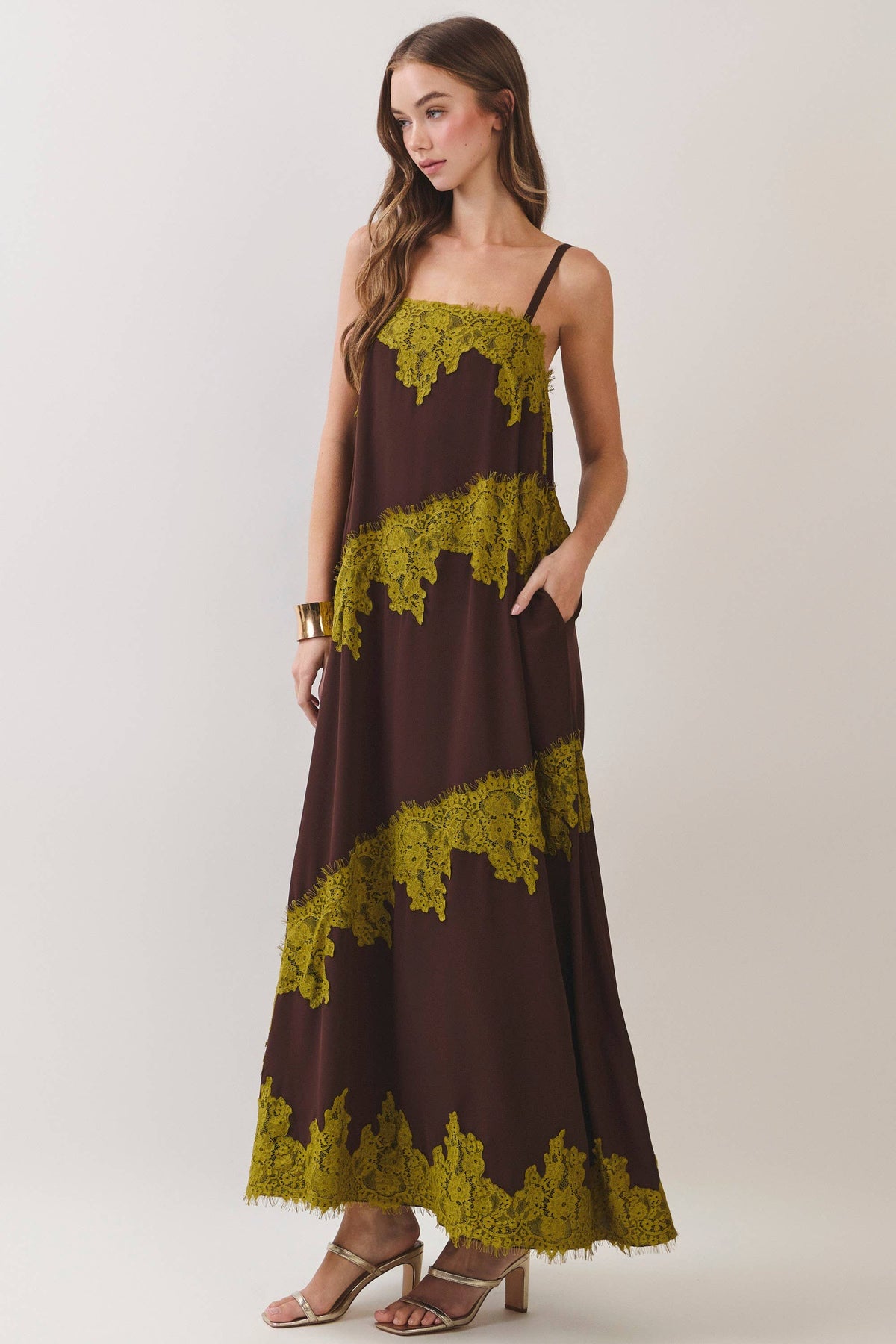 Kiwi Lace Contrast Maxi Dress