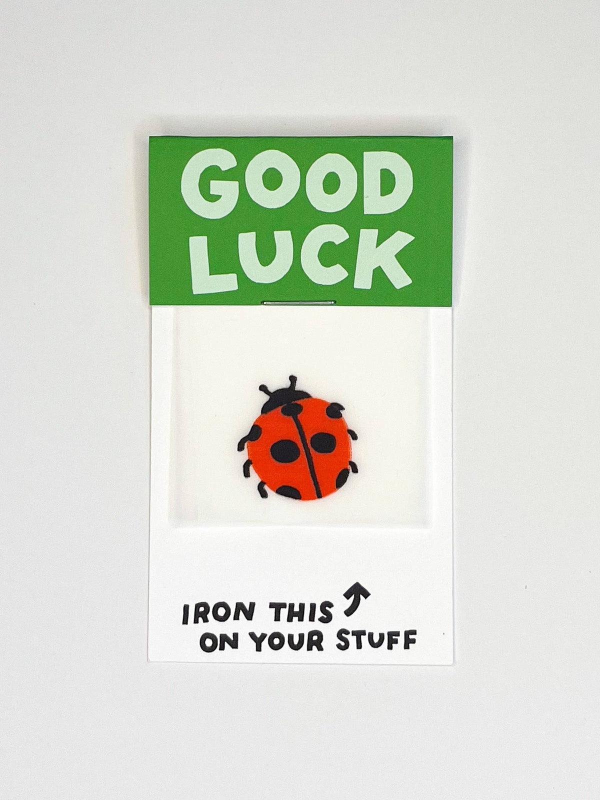 IRON-ON APPLIQUE Good Luck Ladybug Card