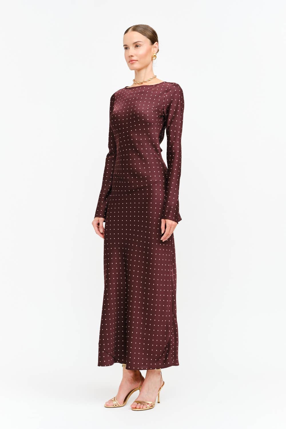 Georgie Maxi Dress (Burgundy Dot)