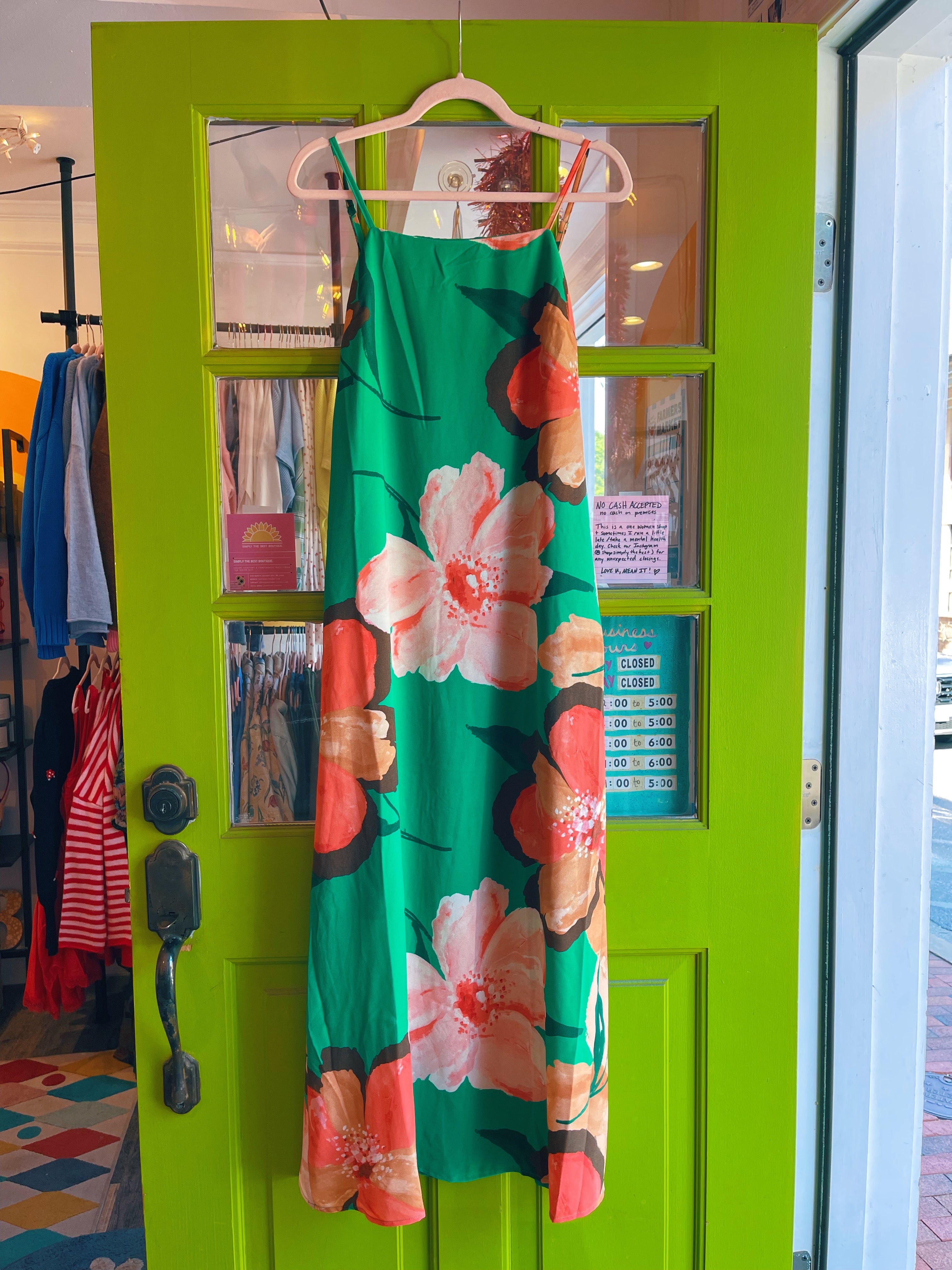 Vivid Green Floral Maxi Dress