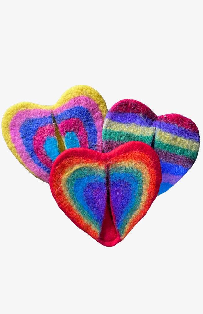 Felt Open Potholder (Heart Shaped Rainbow)