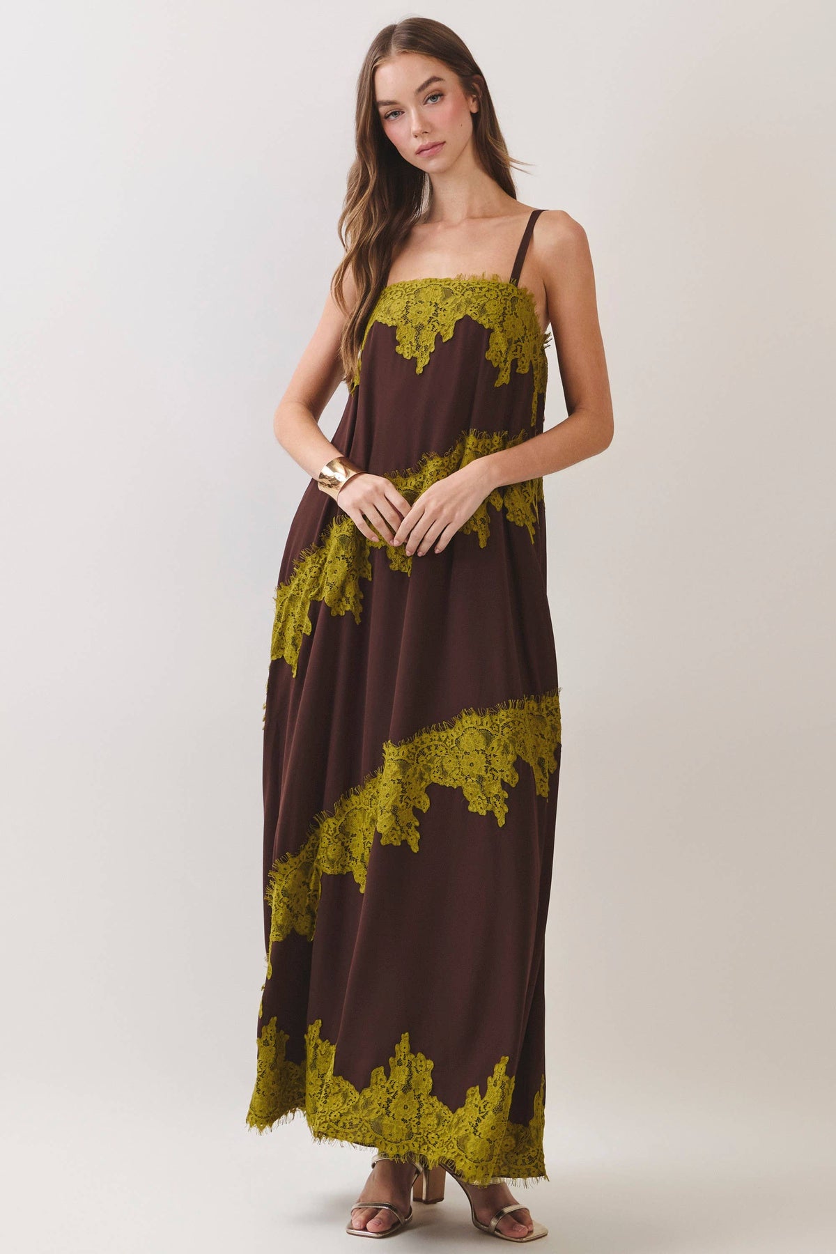 Kiwi Lace Contrast Maxi Dress