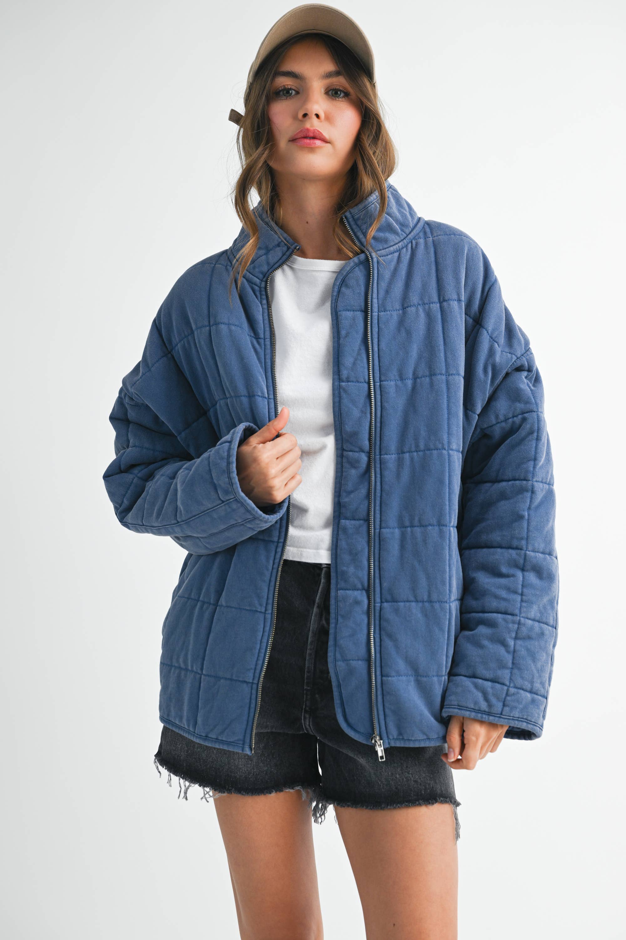 Essential Quilted Zip-Up (Denim)