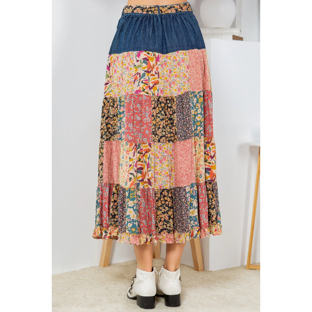 Patchwork Serenade Midi Skirt