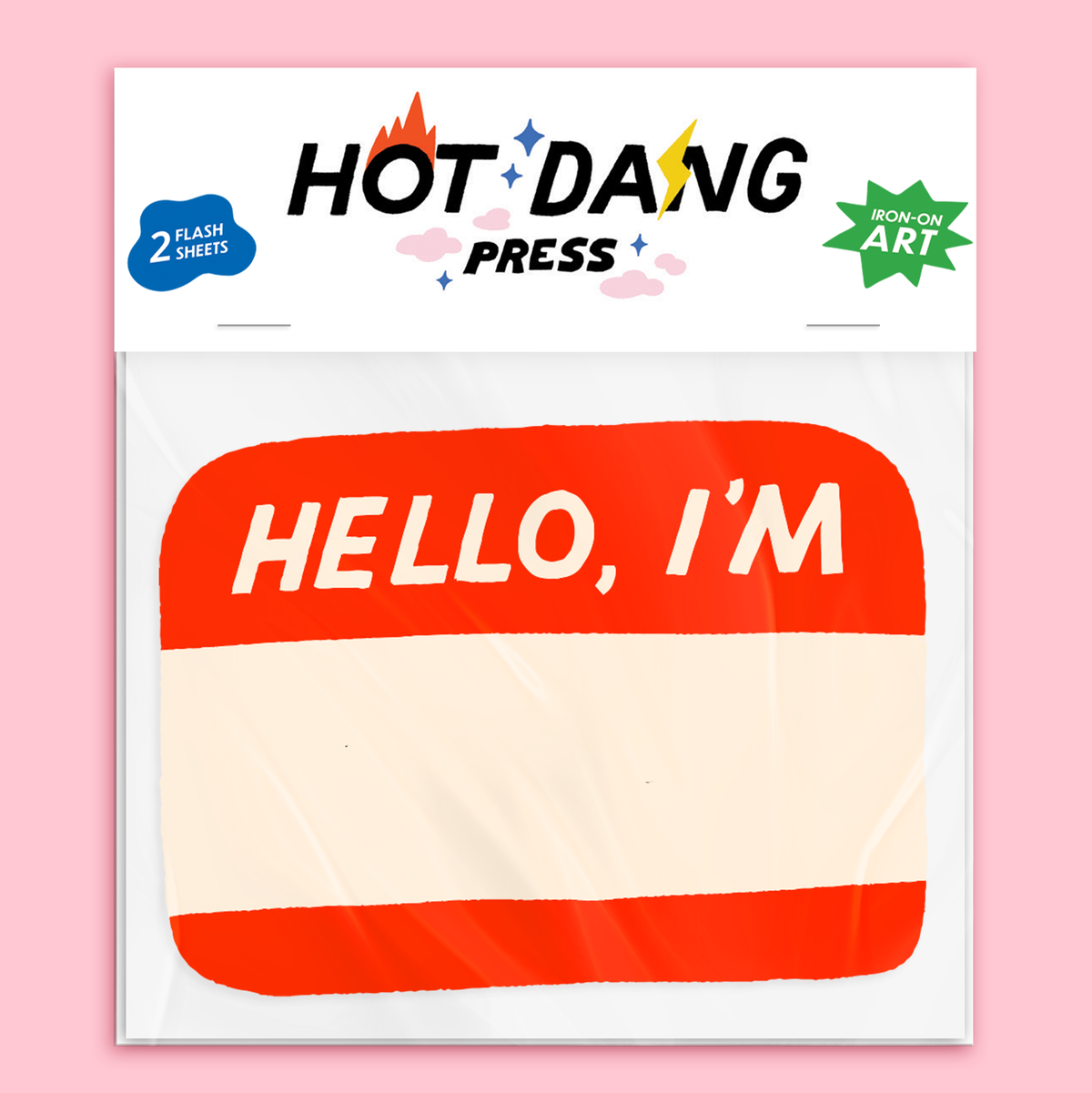 IRON-ON APPLIQUE Hello I'm Blank Name Tag