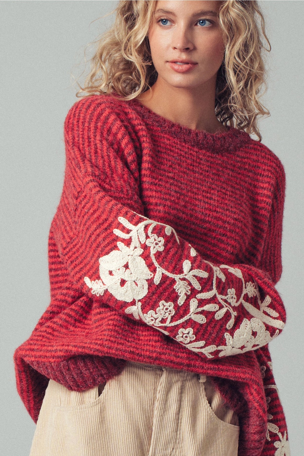 Sundance Embroidery Sweater (Ruby)