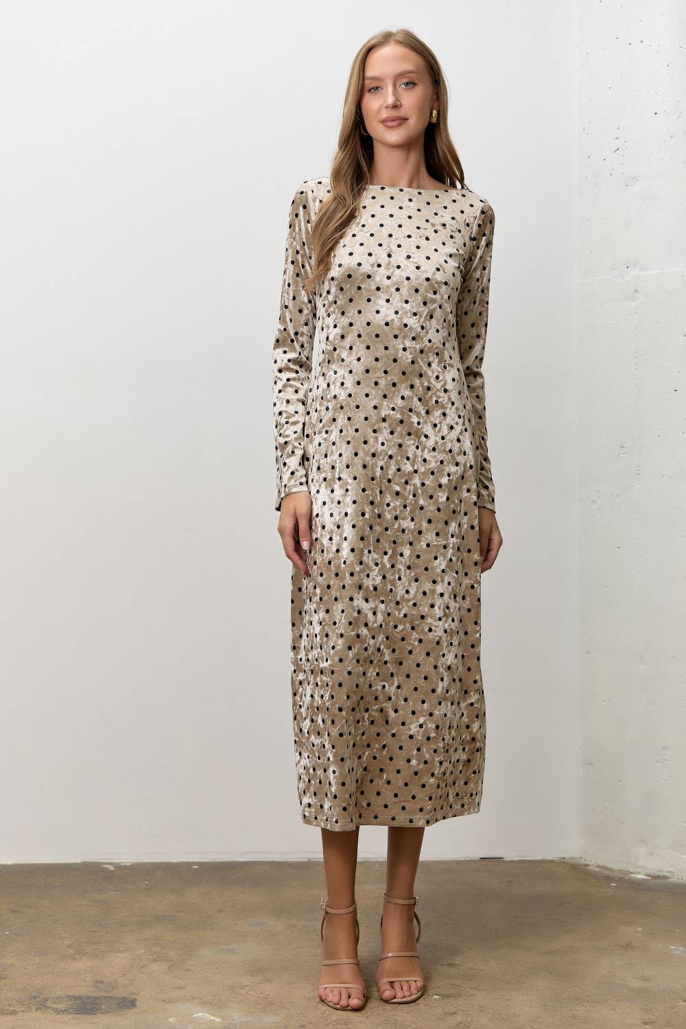 Champagne Boatneck Midi Dress