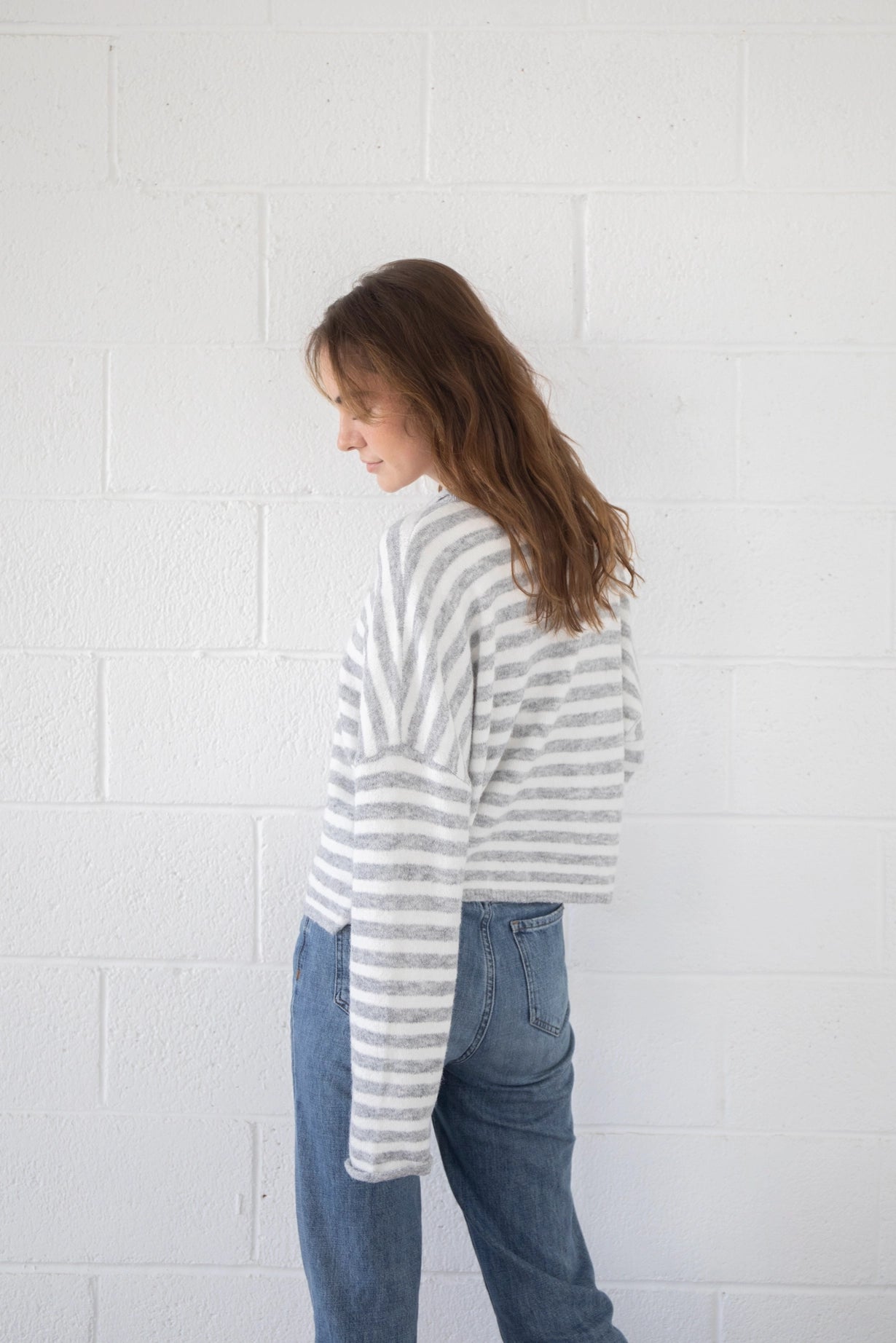 Simply the Best Cardi | Grey + White (Striped)