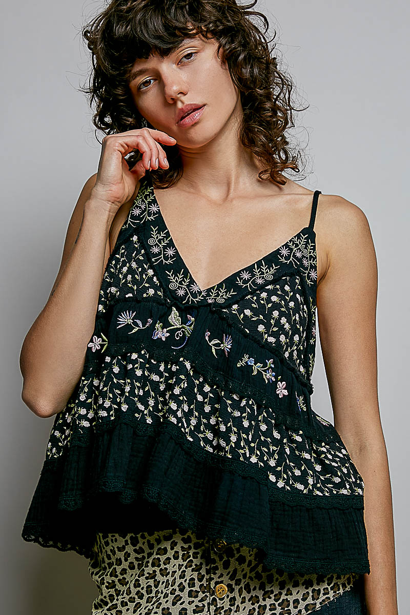 Edelweiss Flouncy Tank (Black)