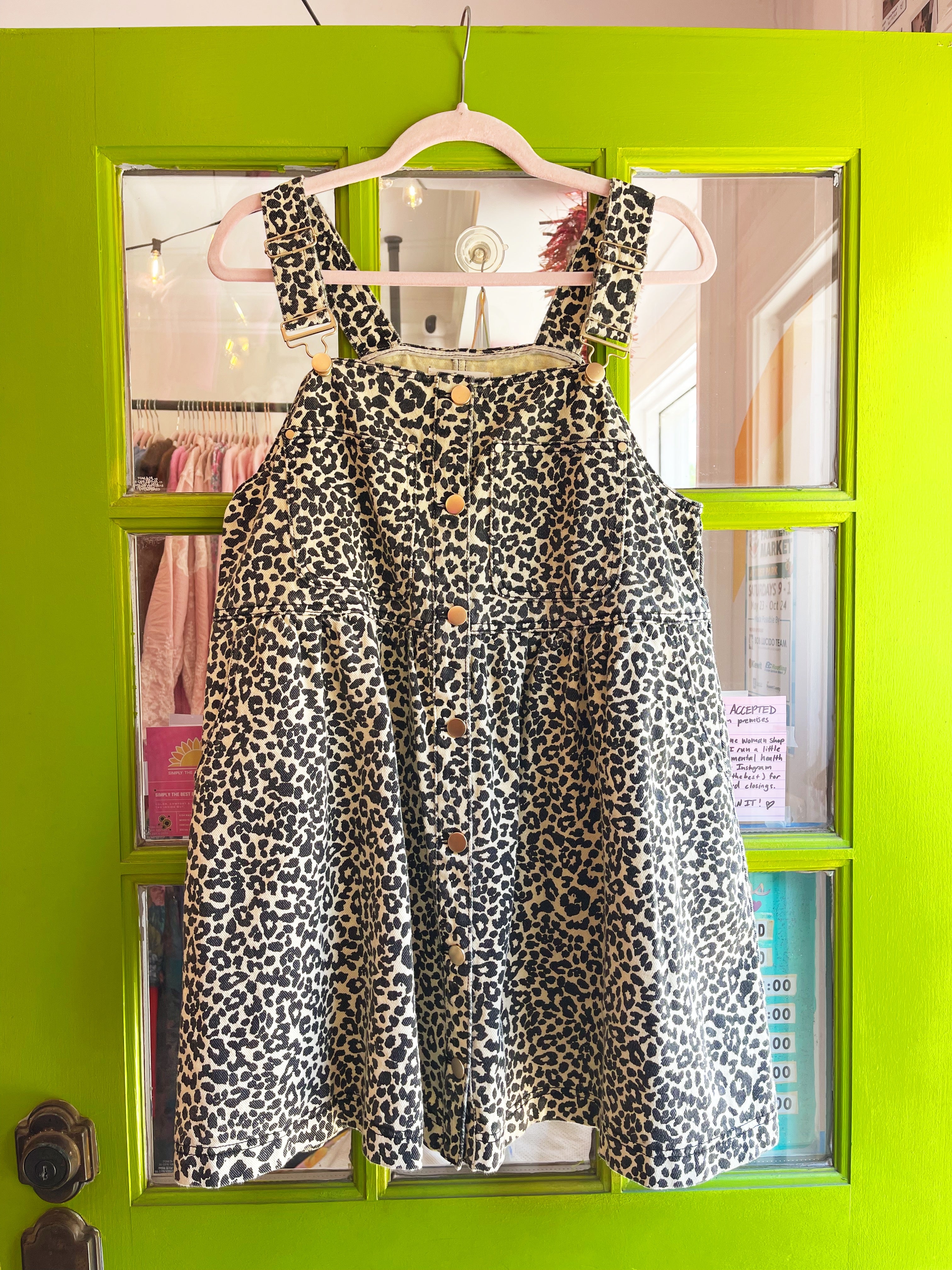 Leopard Button-Front Overall Minidress