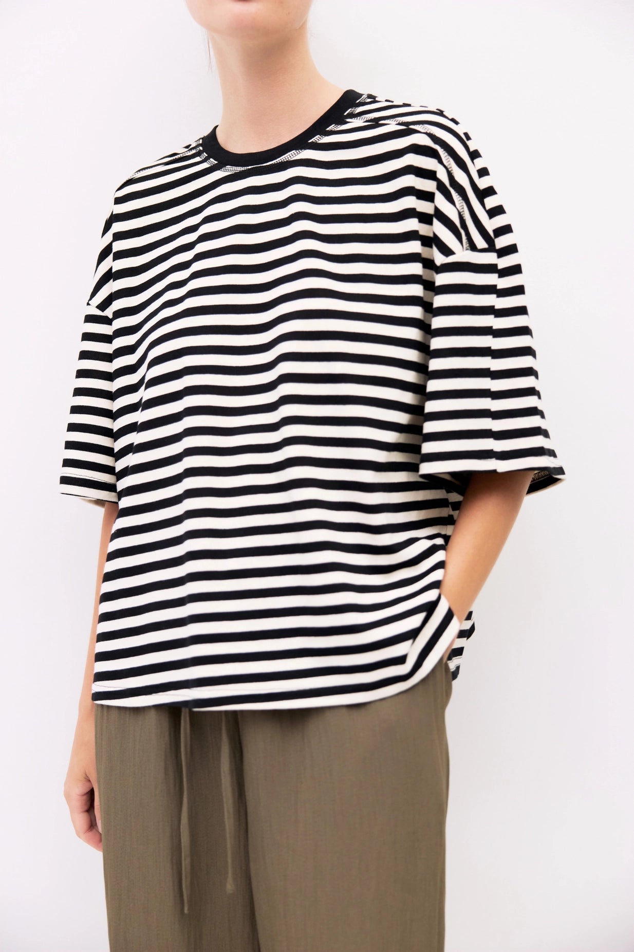 The Max Top (Striped Boxy Elbow Tee) | All Row