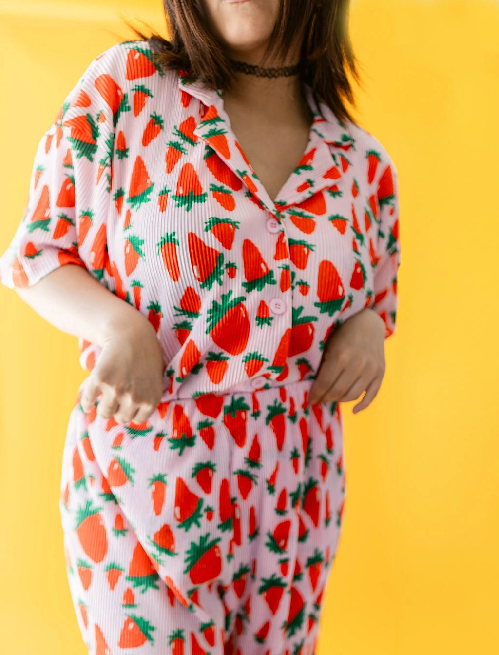 Strawberry Fields Plisse Top | TABY ORIGINALS