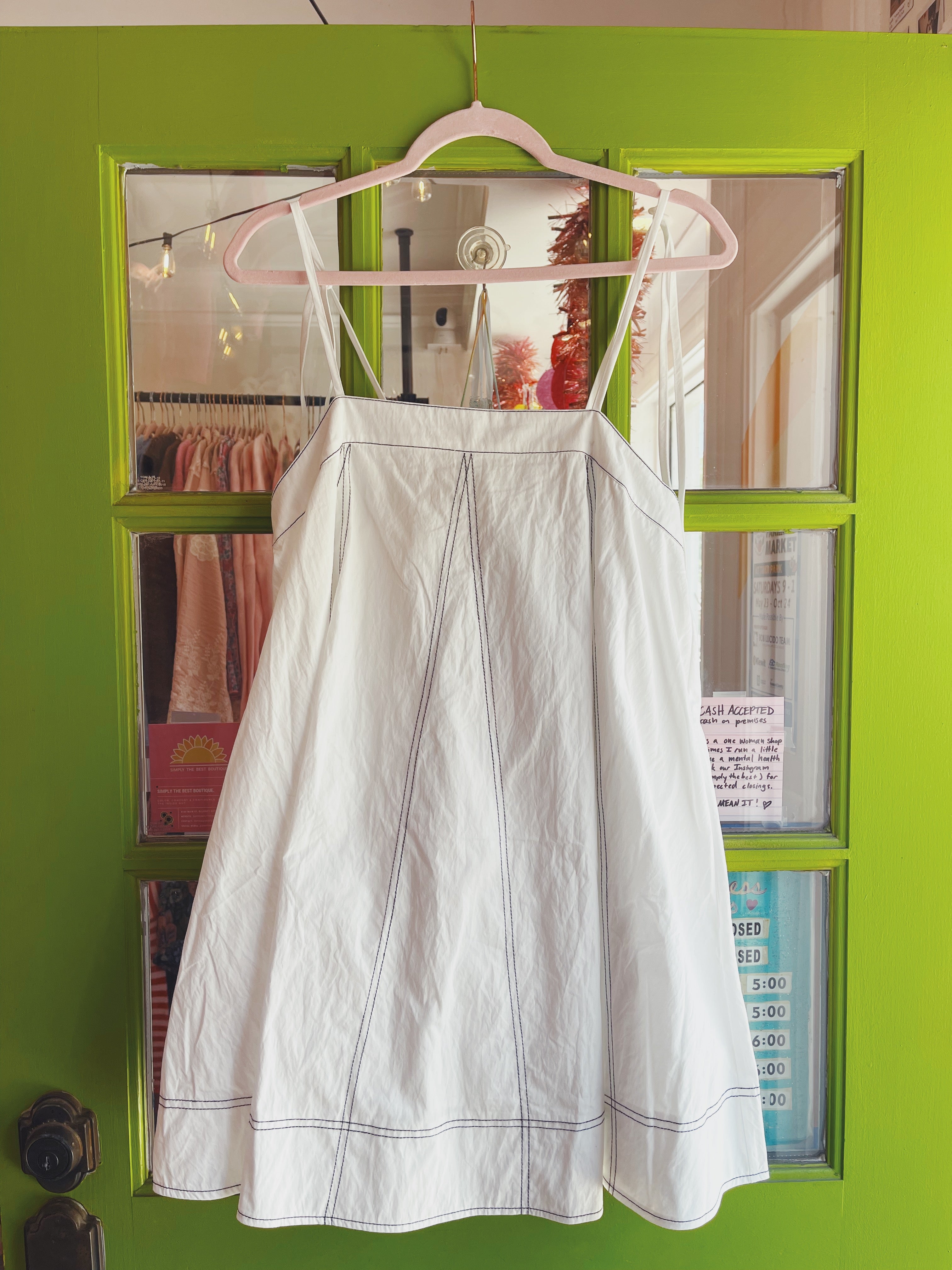 Contrast Topstitch Minidress (White)