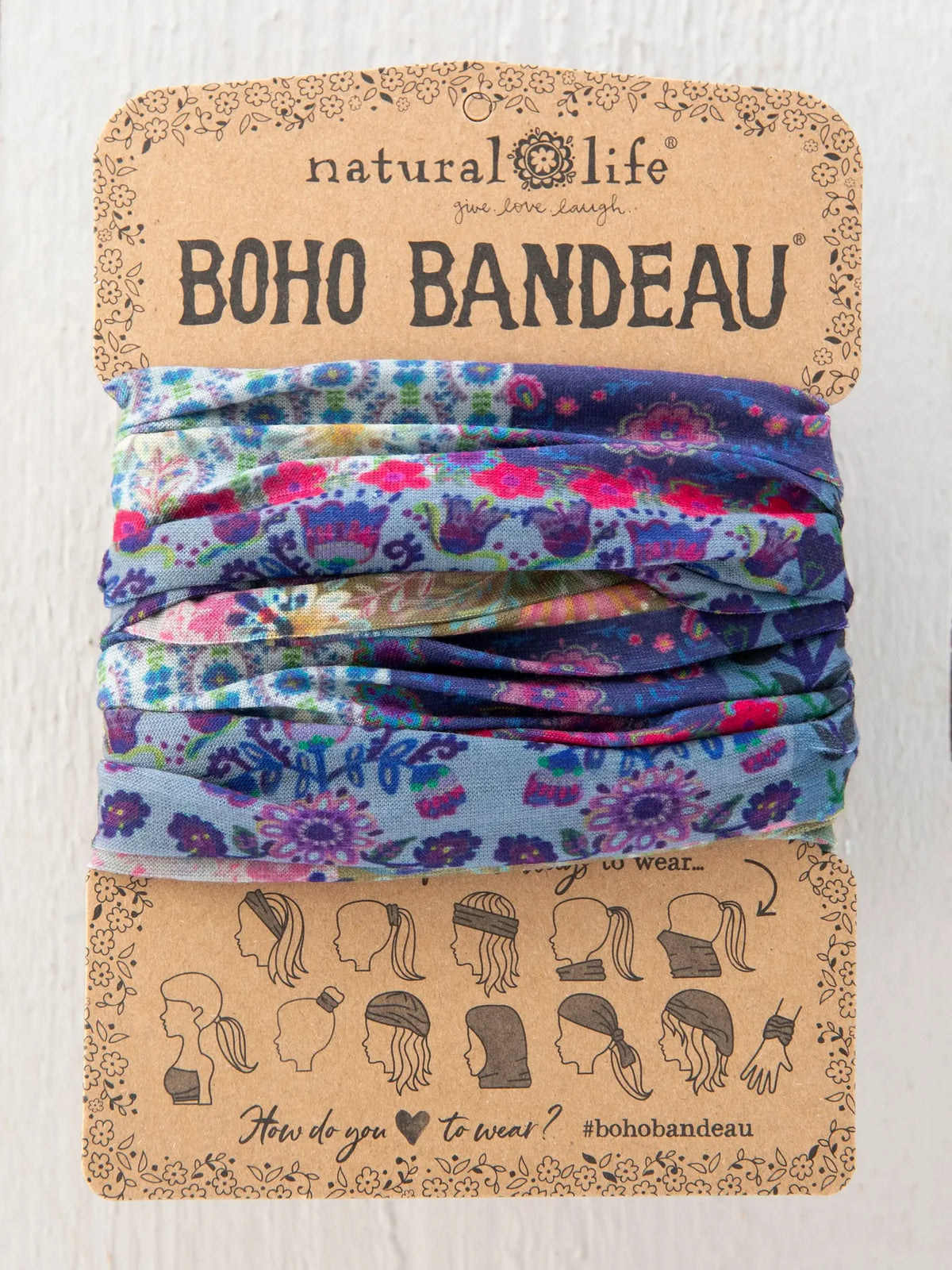 Full Boho Bandeau® Headband (Blue Patchwork)