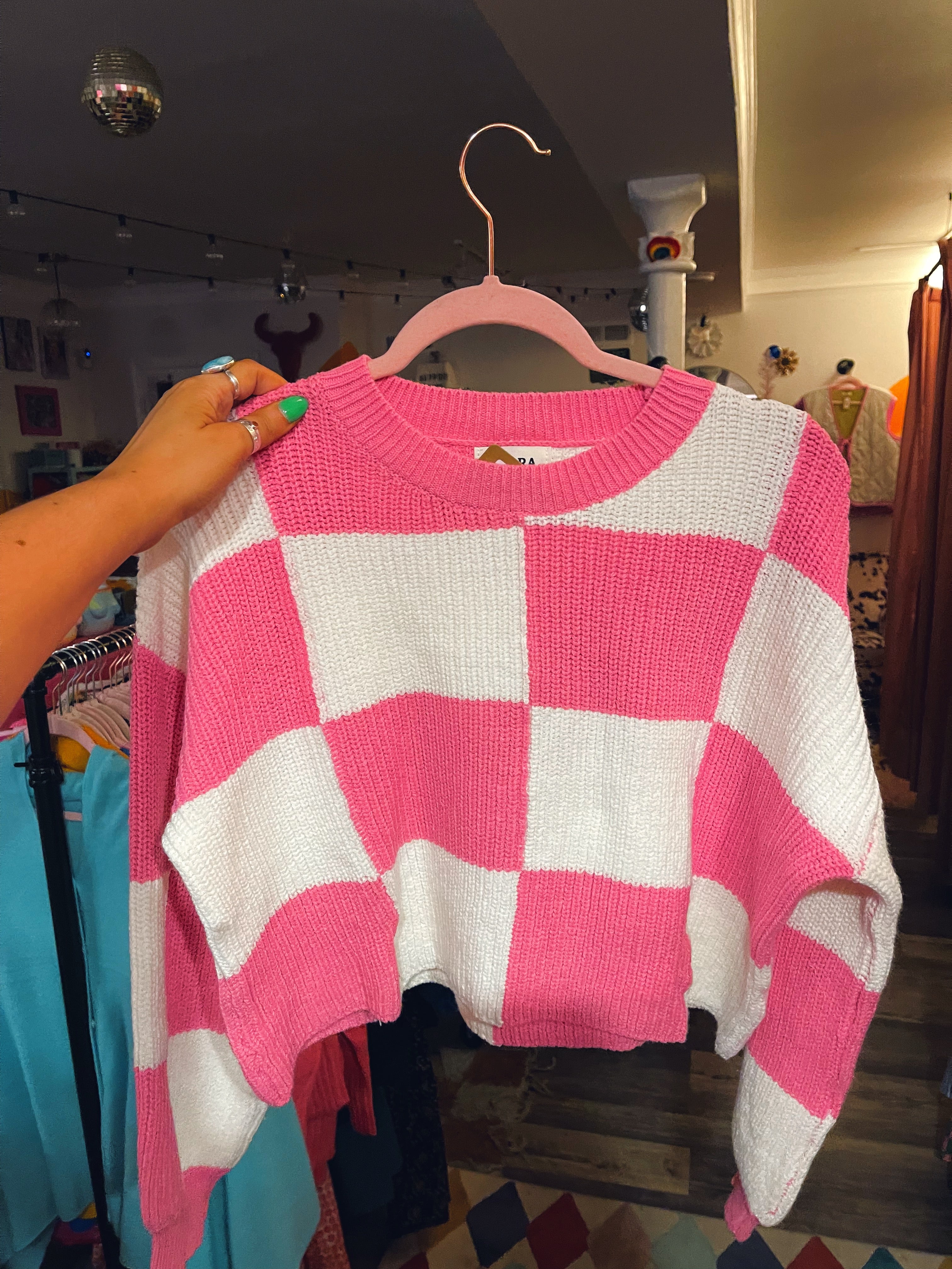 Checkerboard Knit Sweater | Galinda