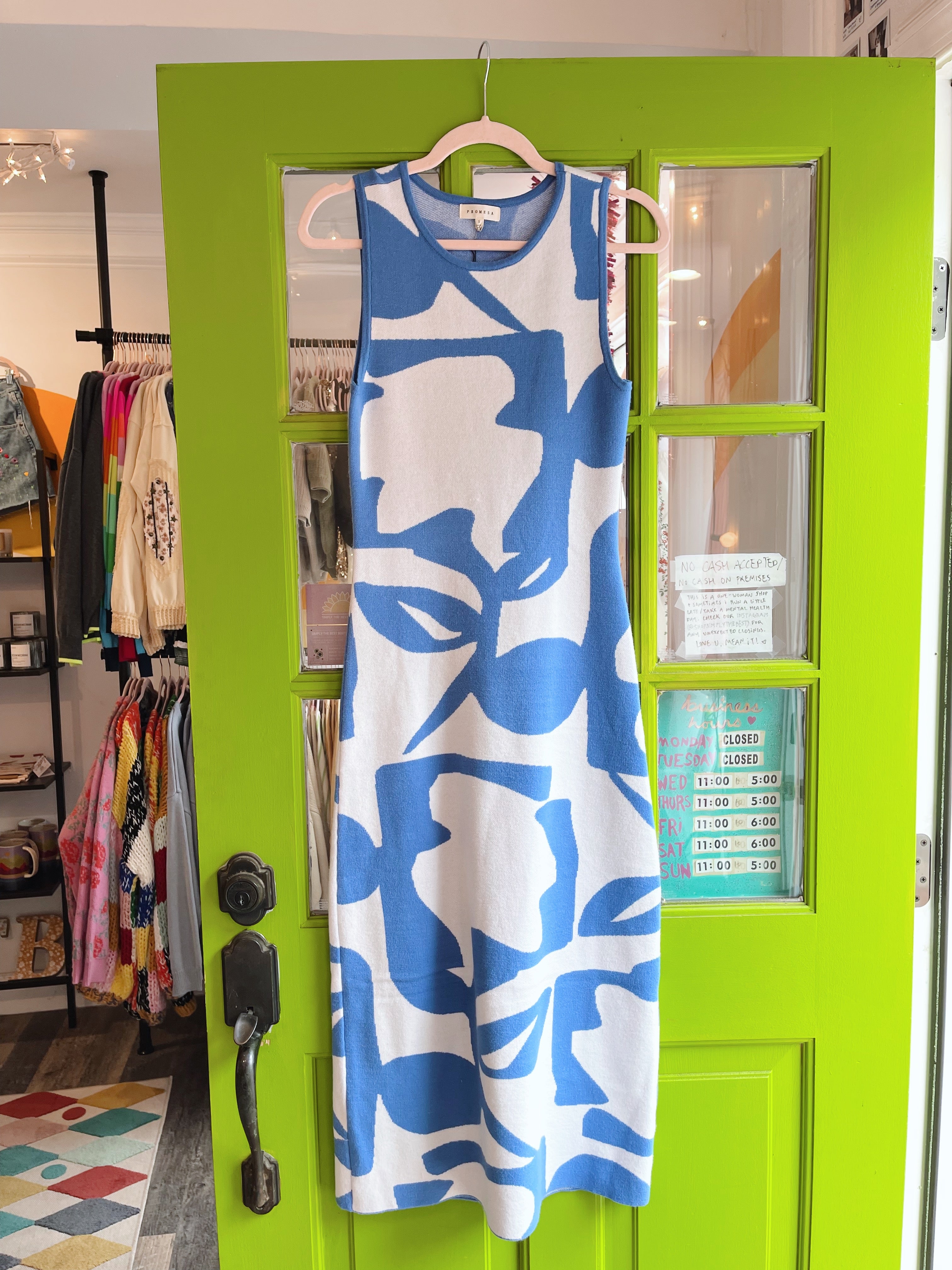 Retro Abstract Knit Midi Dress