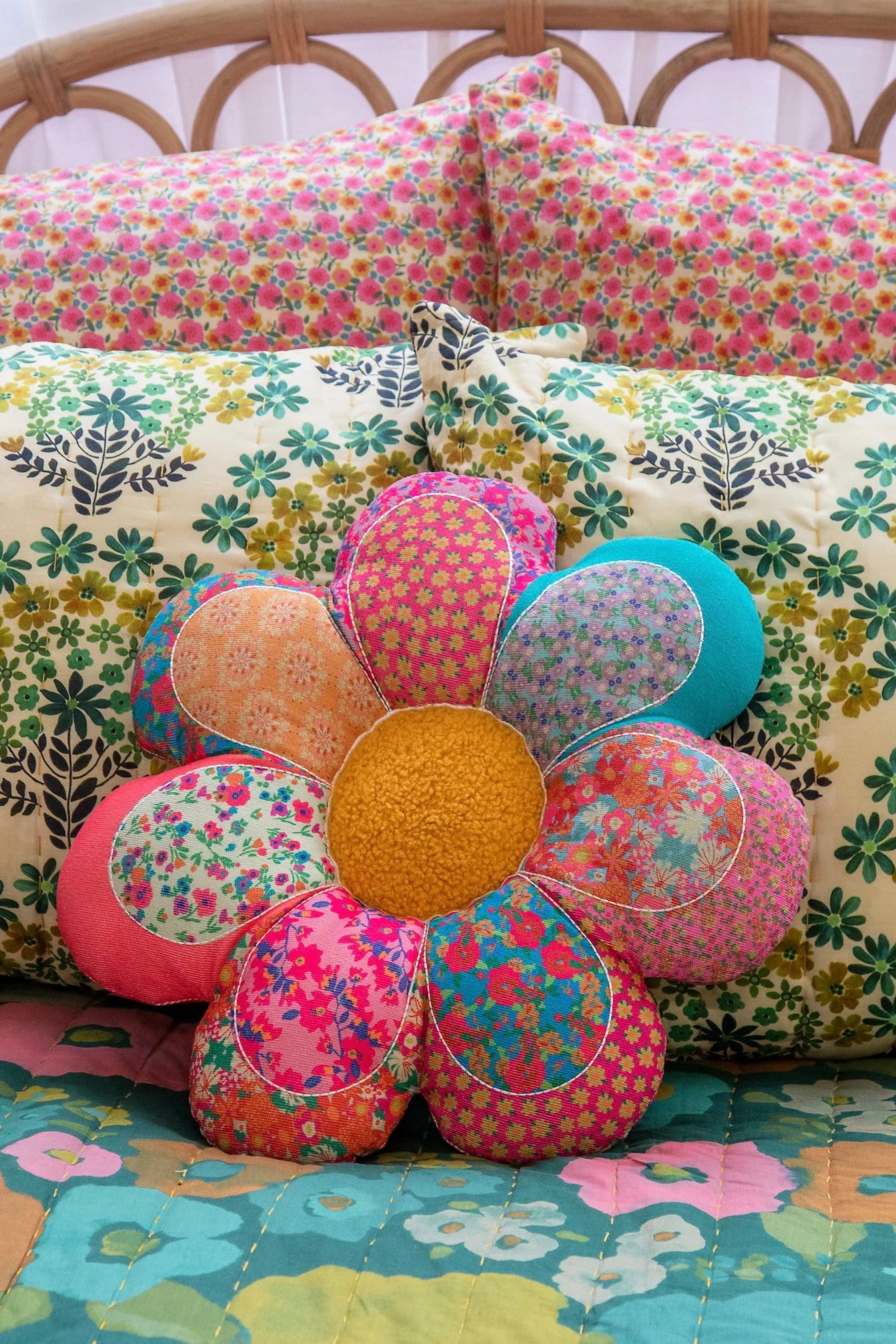 Whimsy Patchwork Pillow | Flower