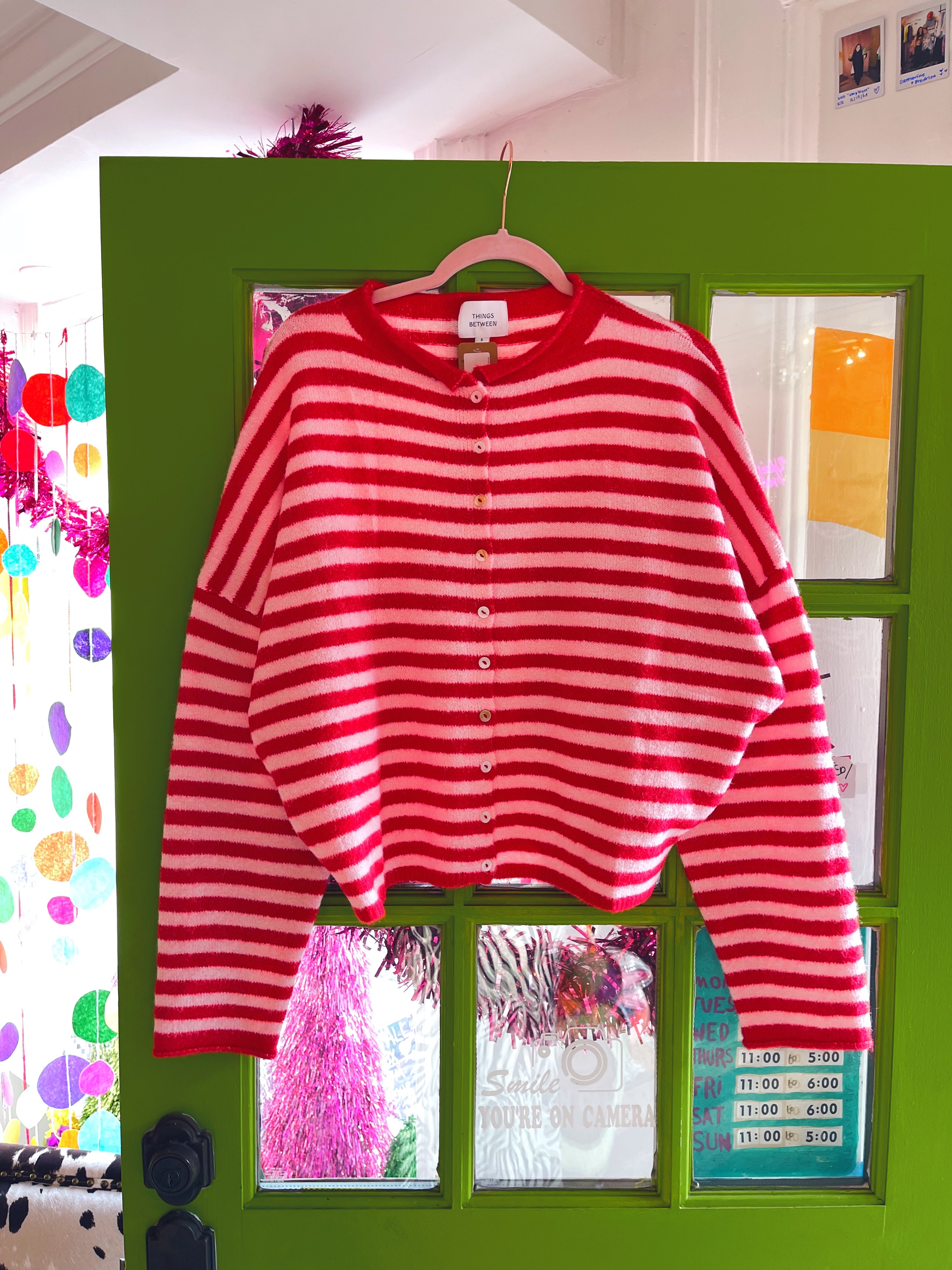 Simply the Best Cardi | Pink + Red (Striped)