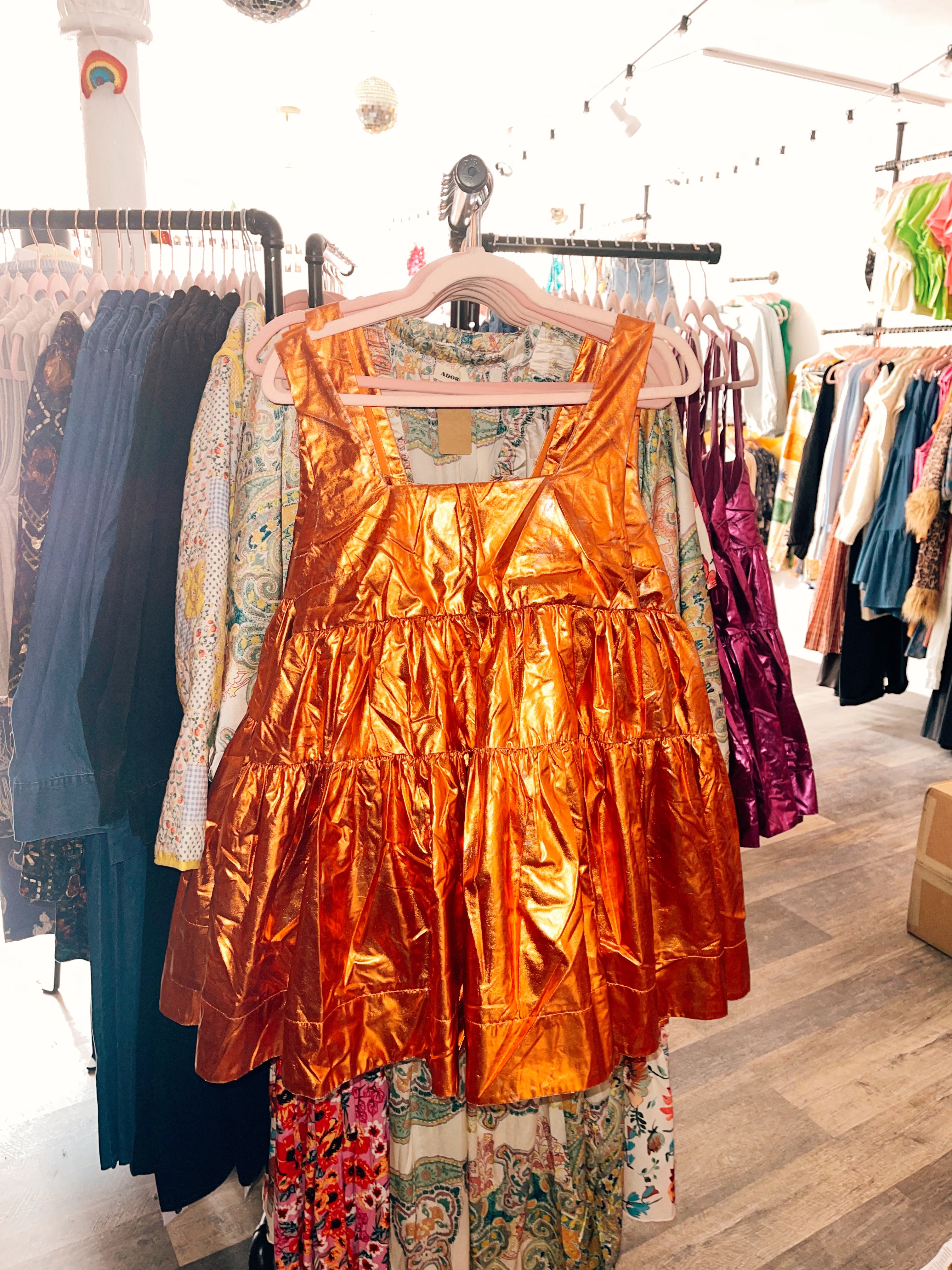 AS IS, DAMAGED | Metallic Babydoll Tunic (Orange)