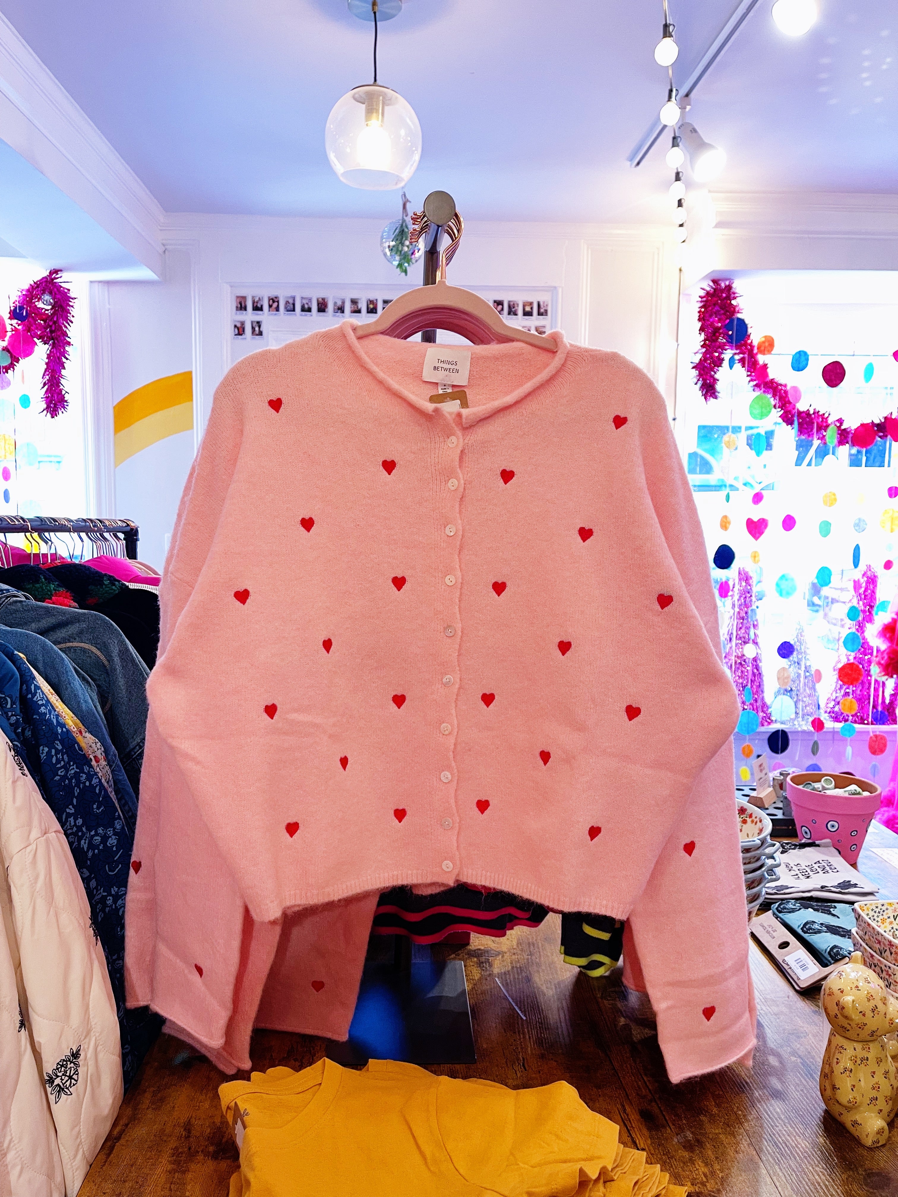 Simply the Best Cardi | Pink + Red Hearts