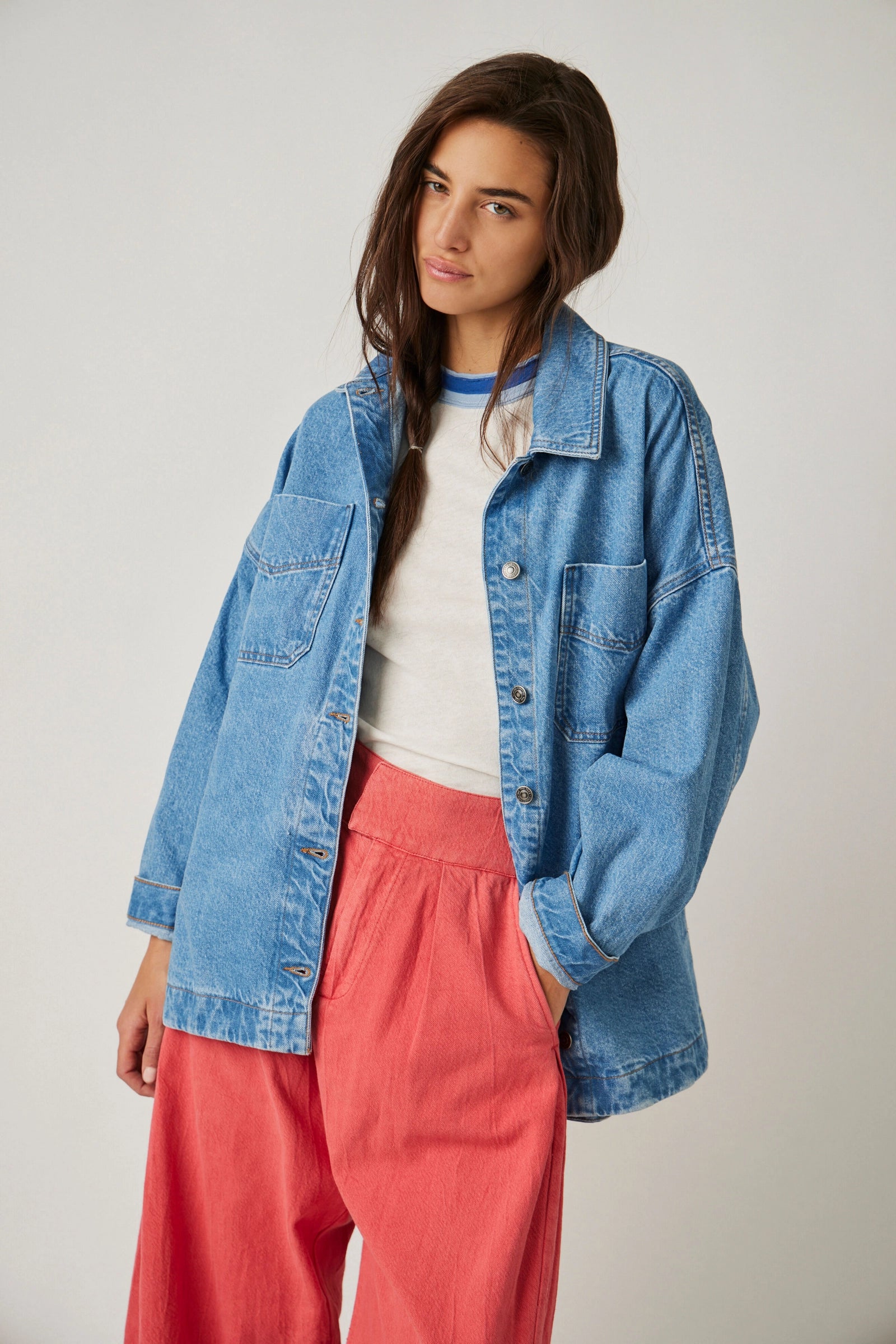 Madison City Denim Jacket (Solar Wash) | Free People