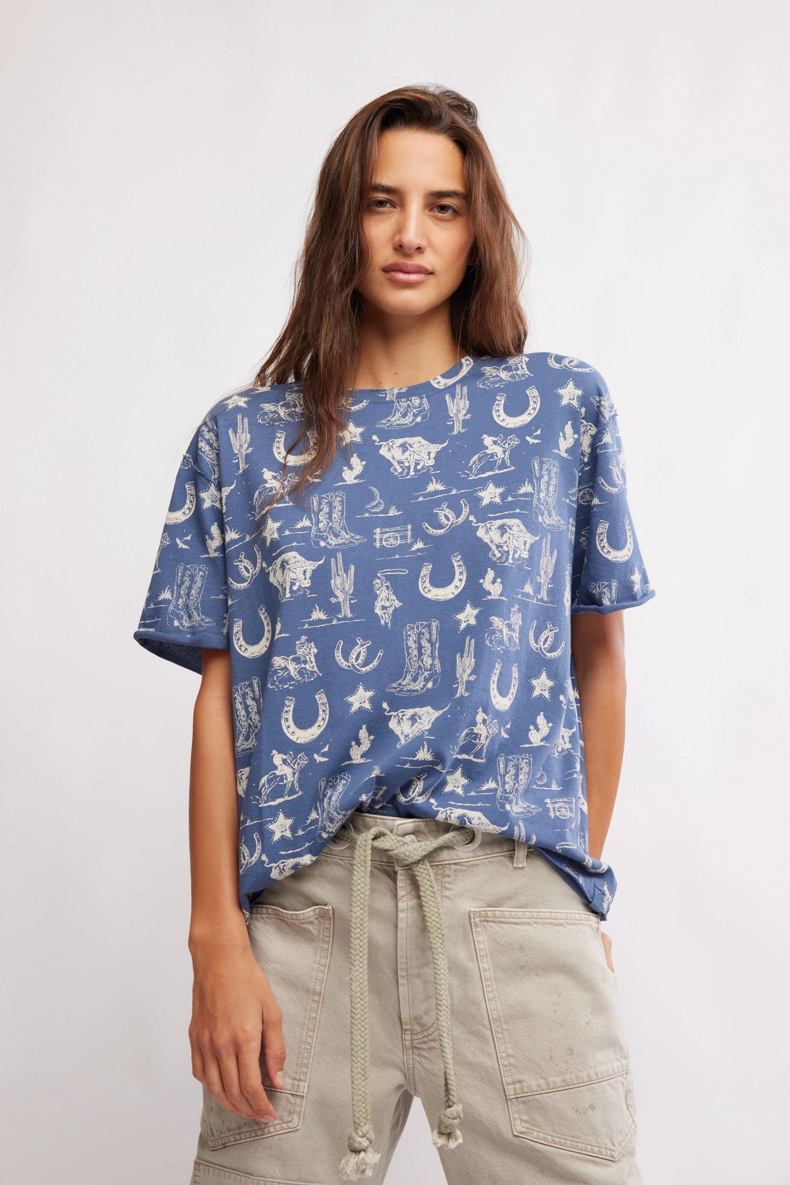 We The Free Painted Floral Tee (Navy) | Free People