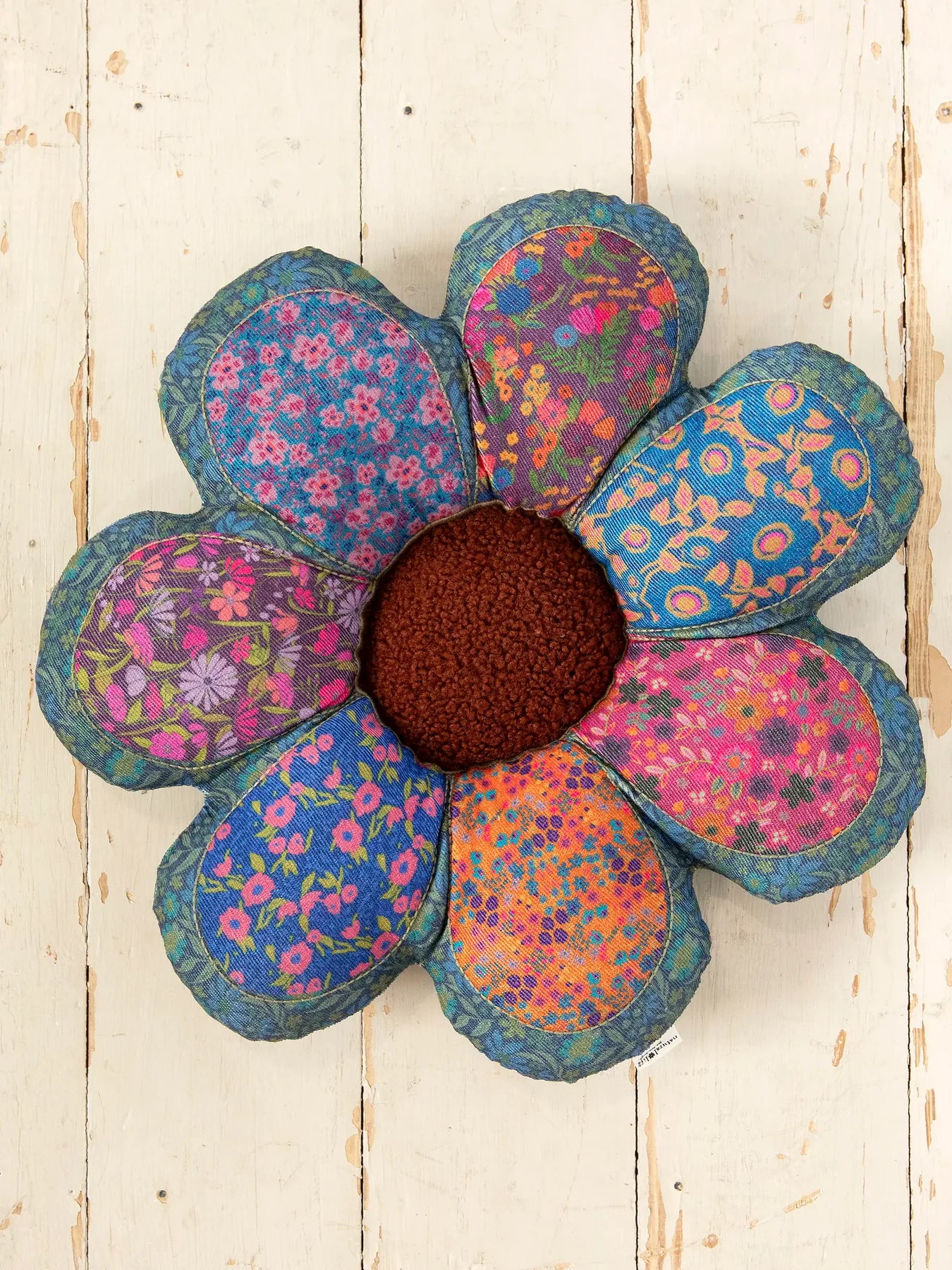 Whimsy Patchwork Pillow | Maroon Flower