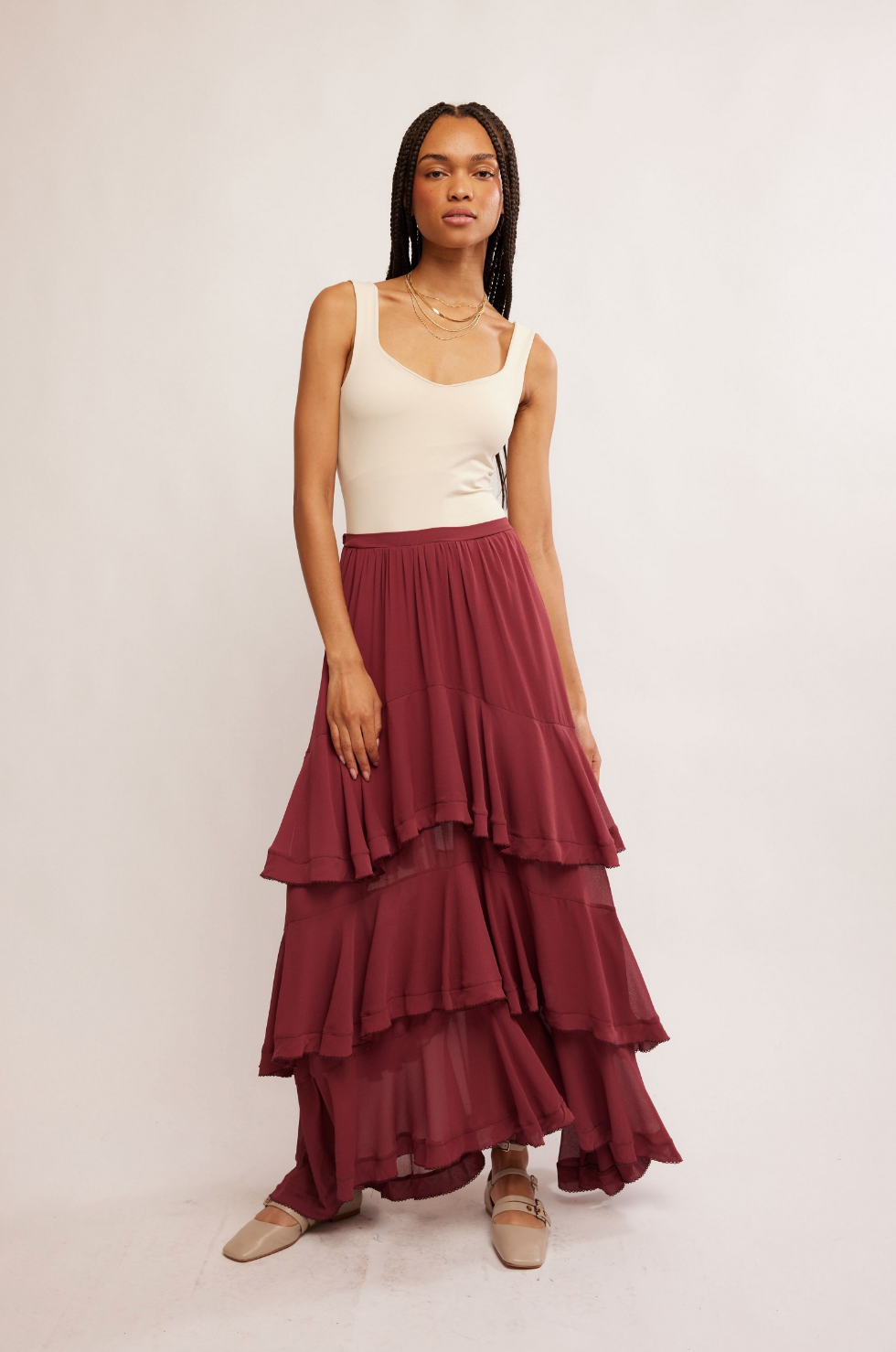 Clementine Maxi Skirt (Aged Red) | Free People