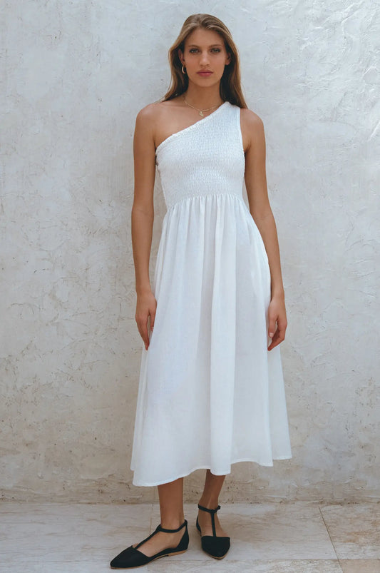 Smocked Linen Dress