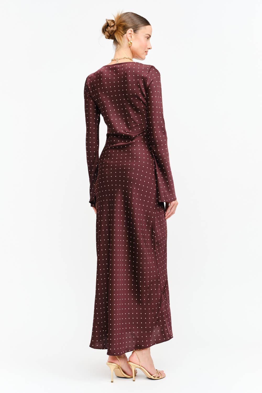 Georgie Maxi Dress (Burgundy Dot)