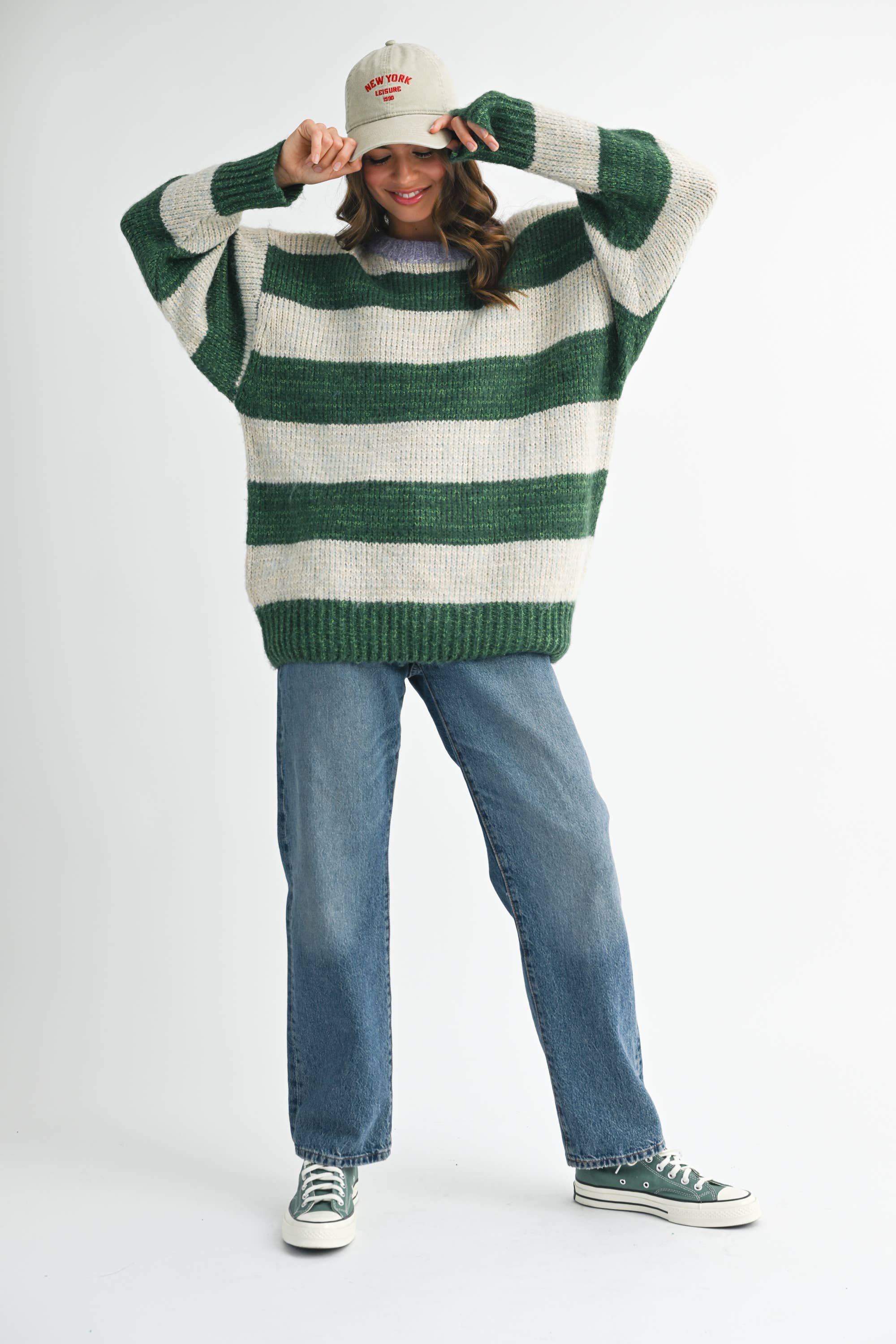 Oversized Olive Striped Sweater
