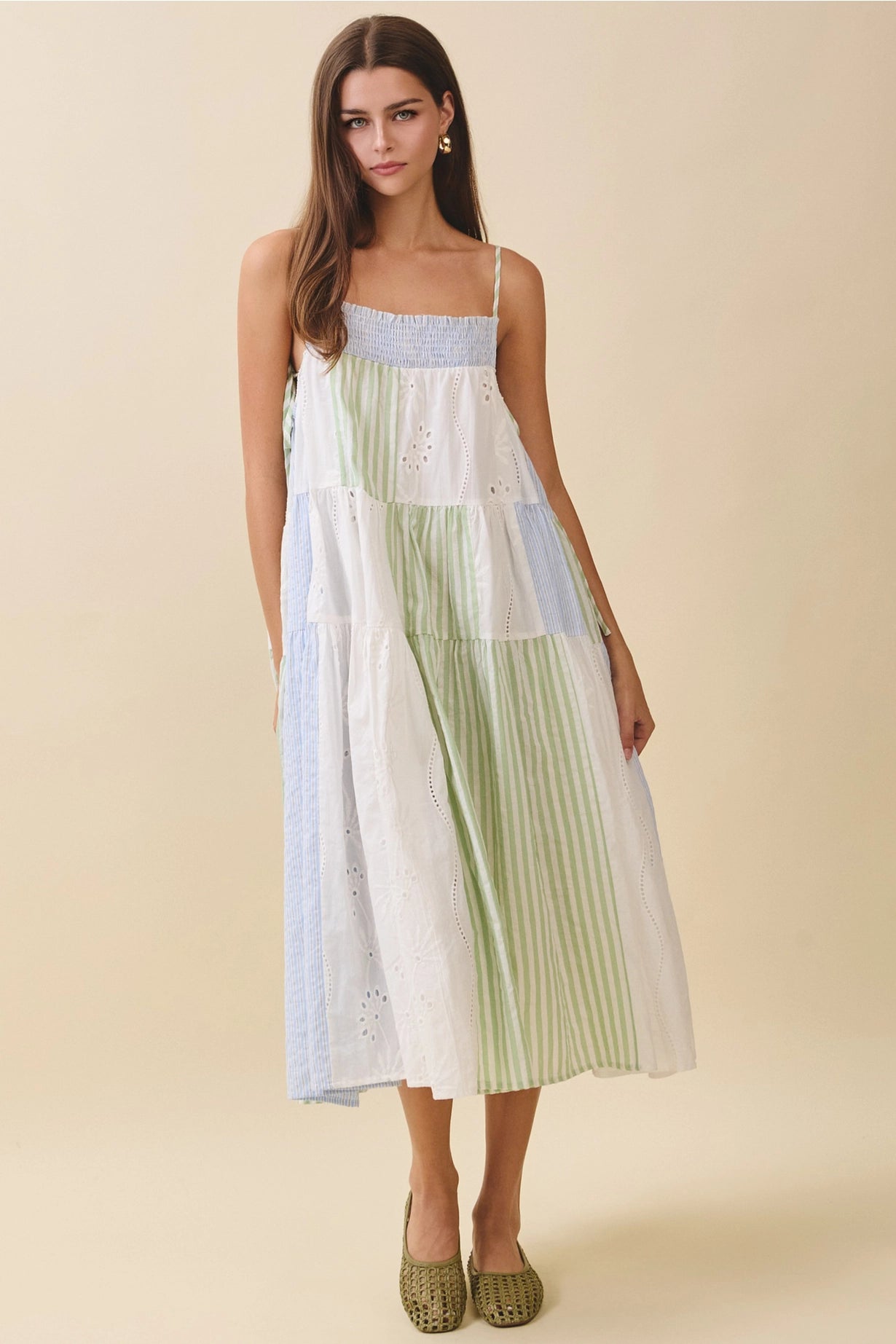 Breezy Day Patchwork Midi Dress