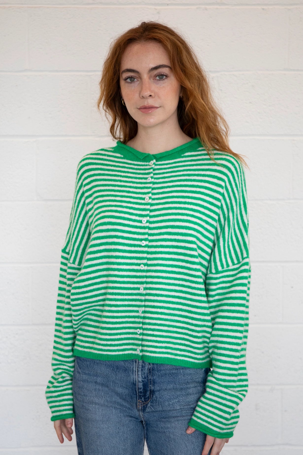 Simply the Best Cardi | Green (Mini Stripes)