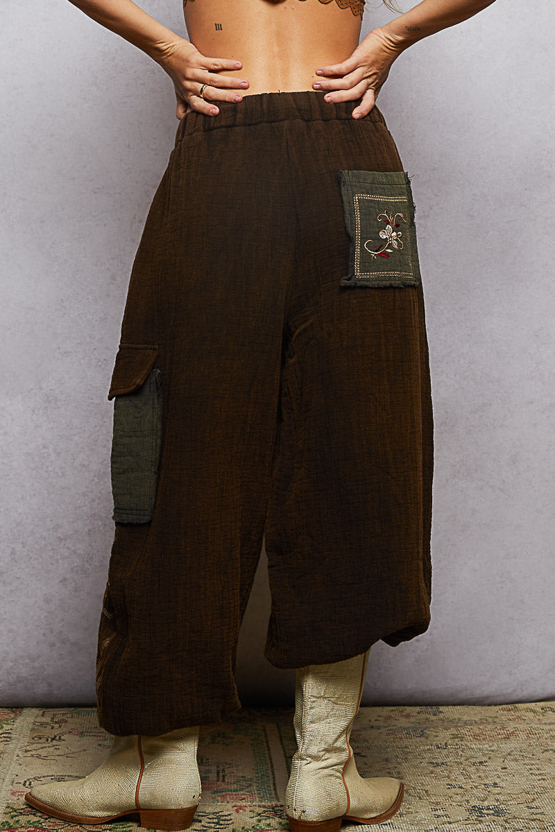 Patchwork Gauzy Joggers